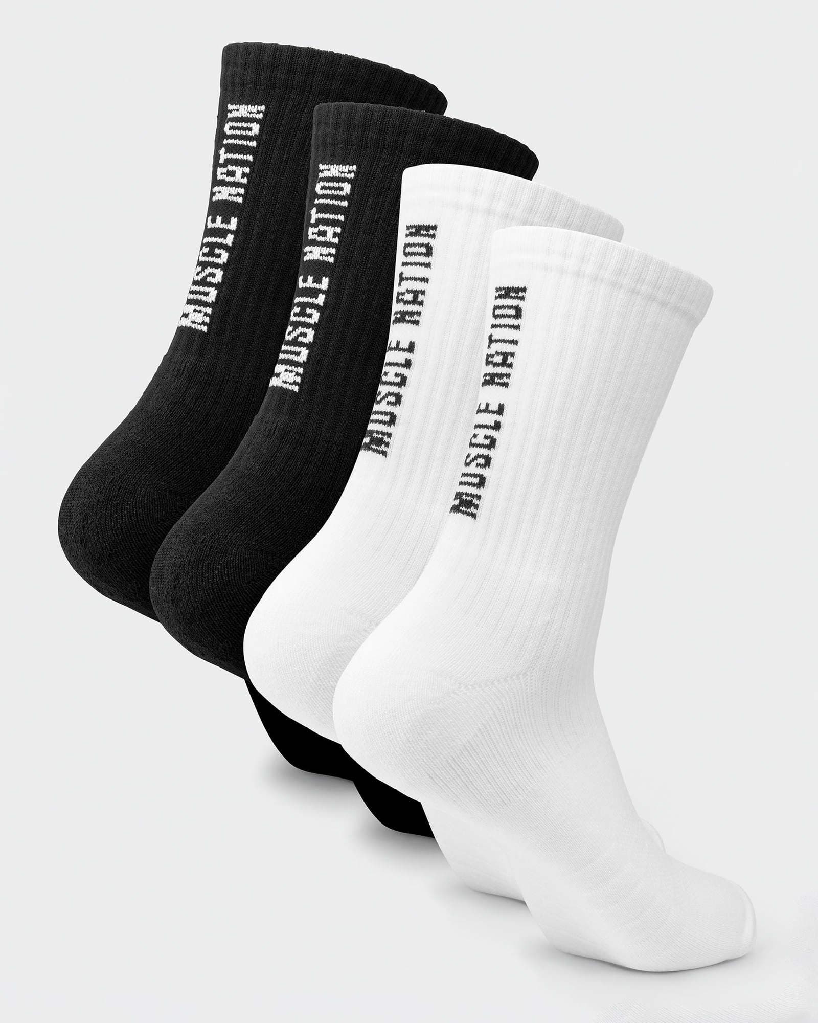 Mens Trainer Crew Sock - 2Pack Black /White Multi