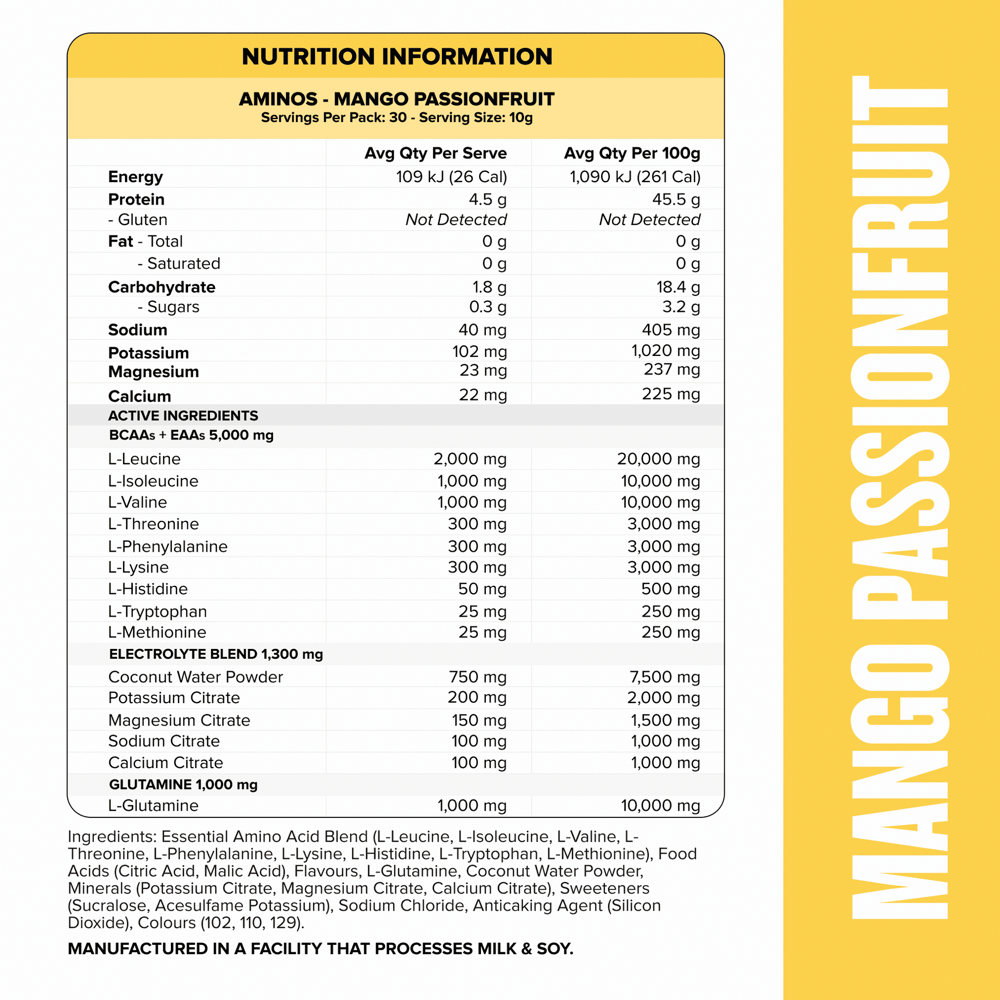 AMINOS + HYDRATION - Mango Passionfruit - 30 serves