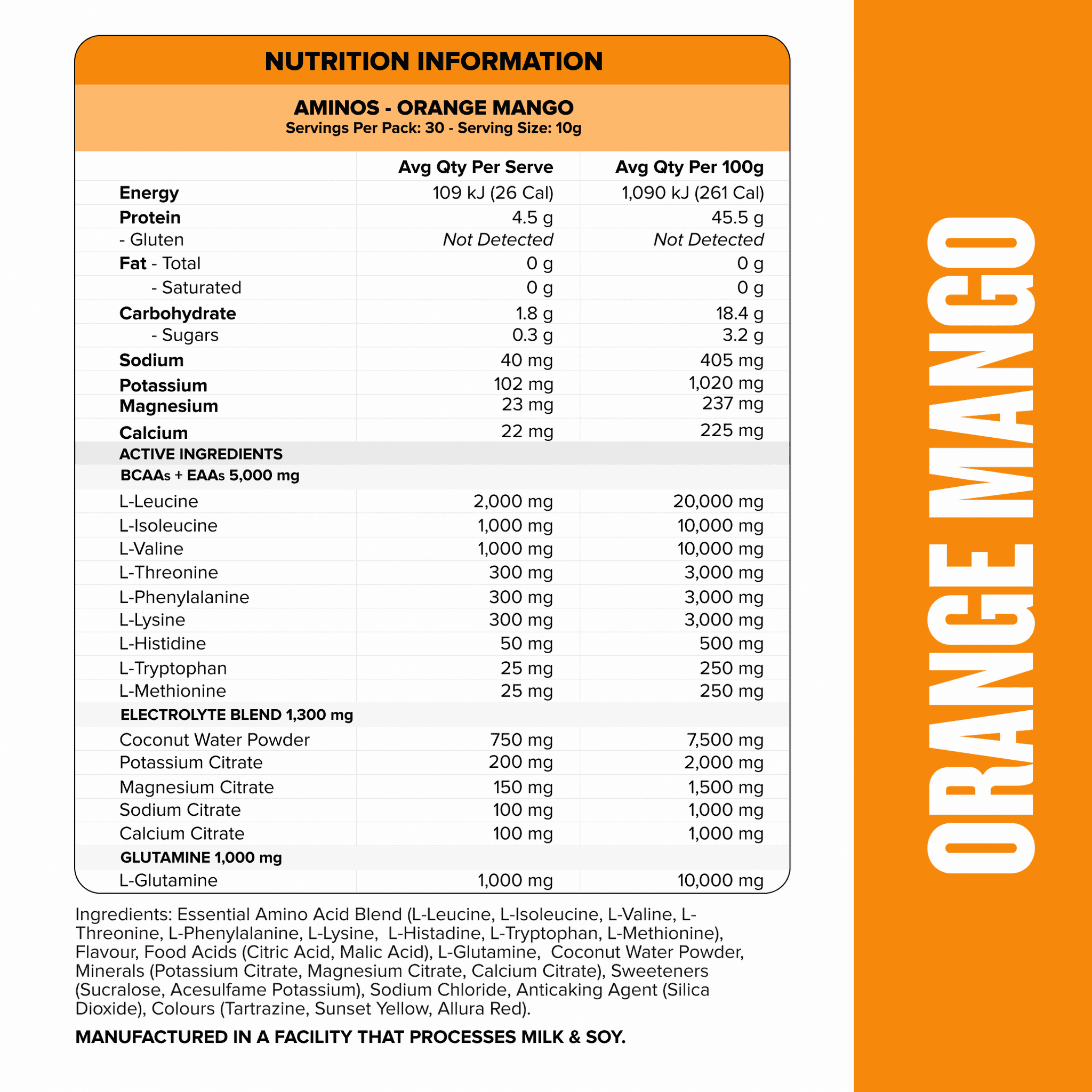 AMINOS + HYDRATION - Orange Mango - 30 serves