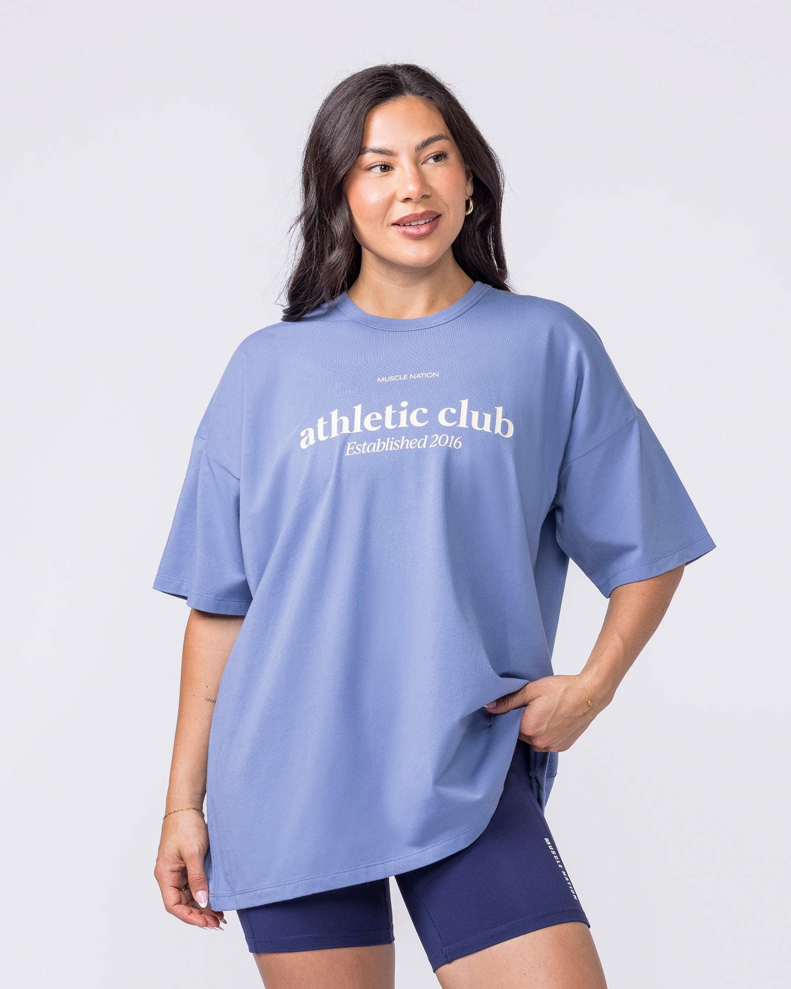 Athletic Club Oversized Tee - Faded Denim