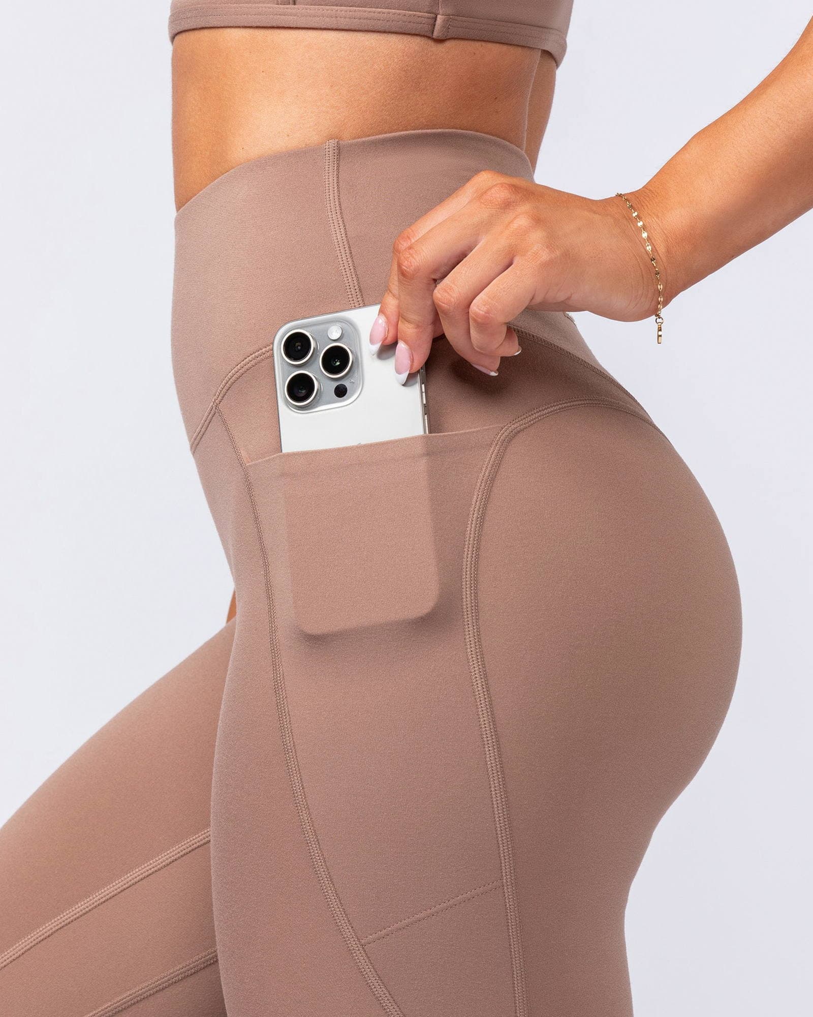 Booty Shaper Pocket Ankle Length Leggings - Cinnamon