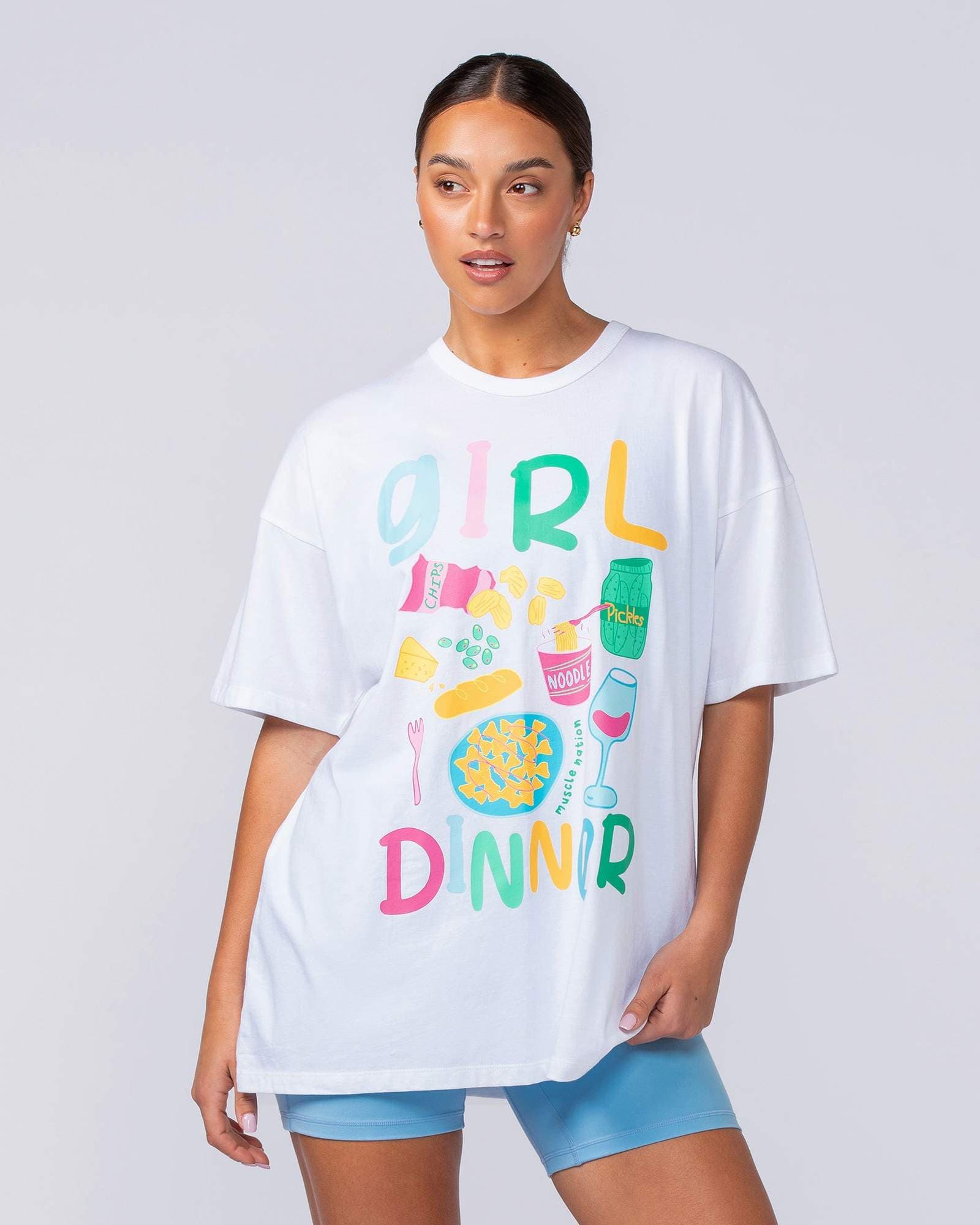 Girl Dinner Oversized Tee - White