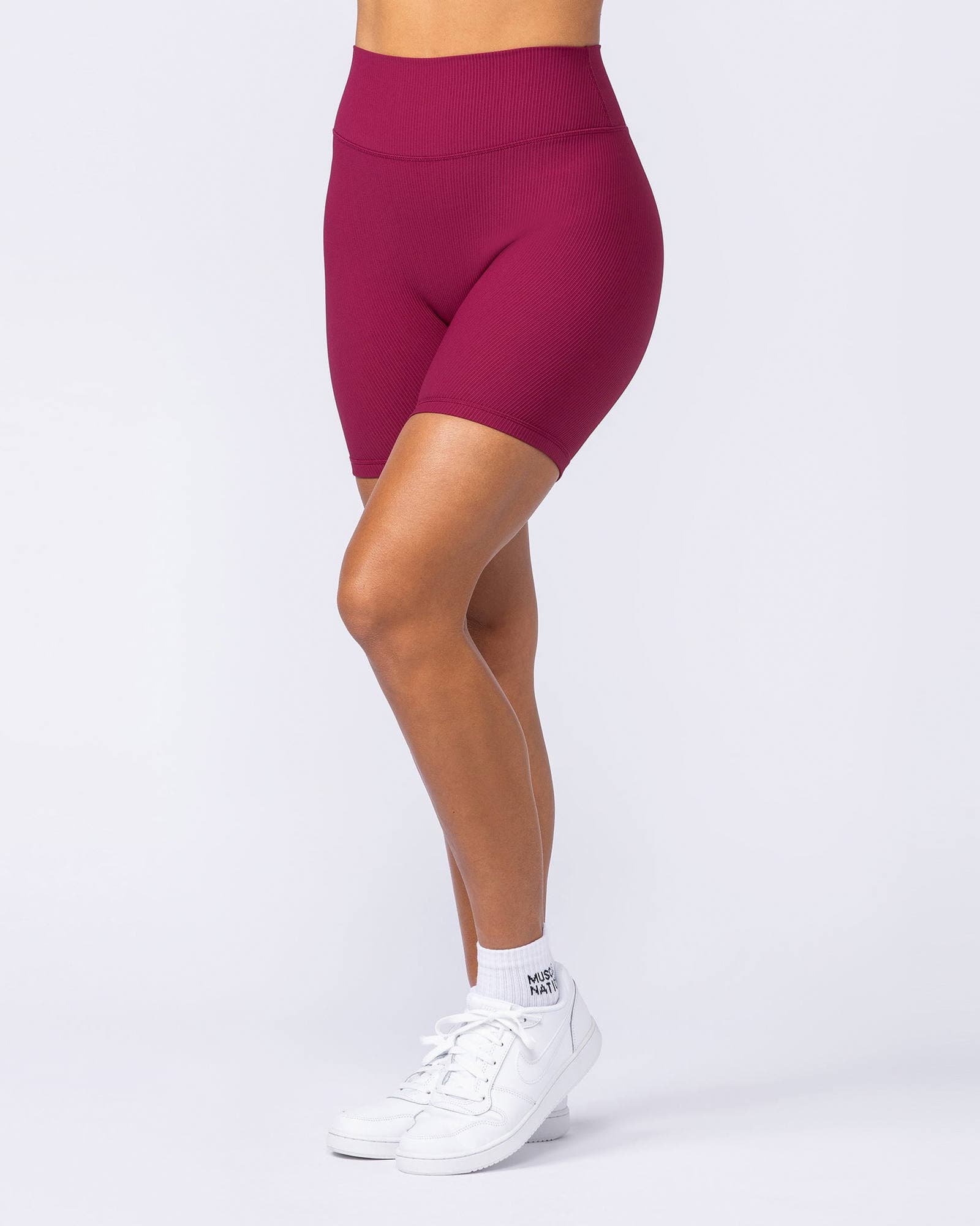 Zero Rise Rib Bike Shorts - Rose Bud