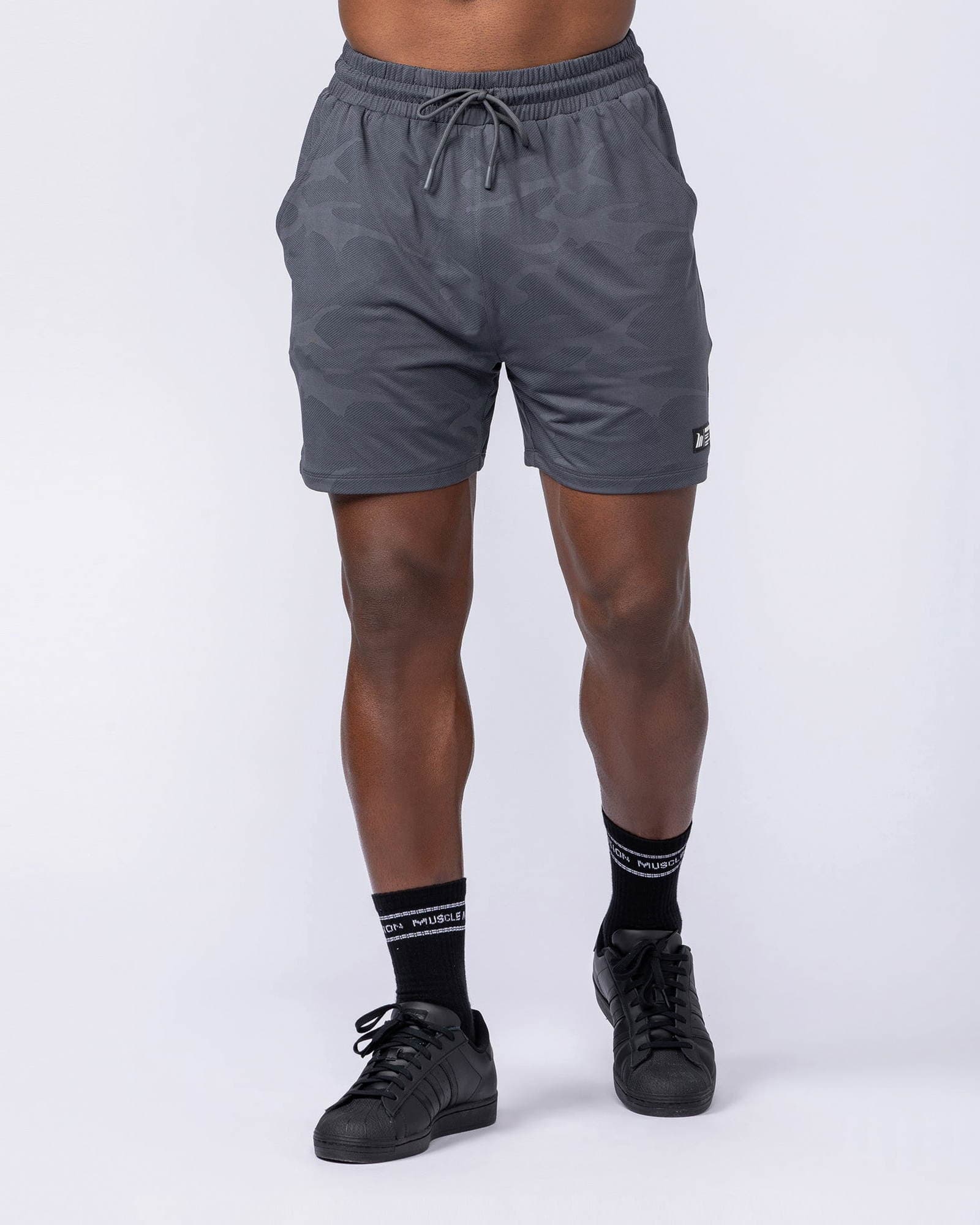 Tech Camo Lay Up 5" Shorts - Dark Grey Camo
