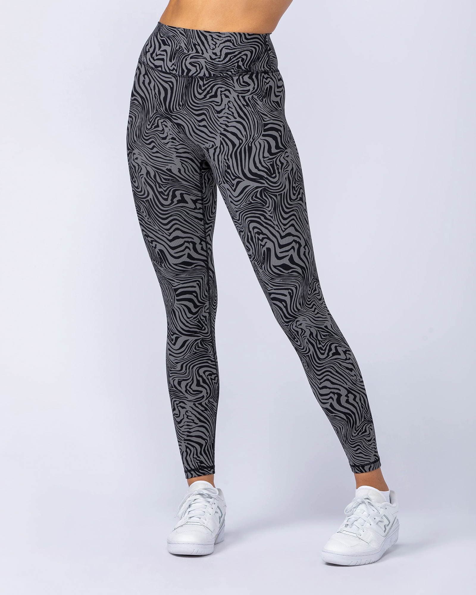Zero Rise Rib Ankle Length Leggings - Black Zebra