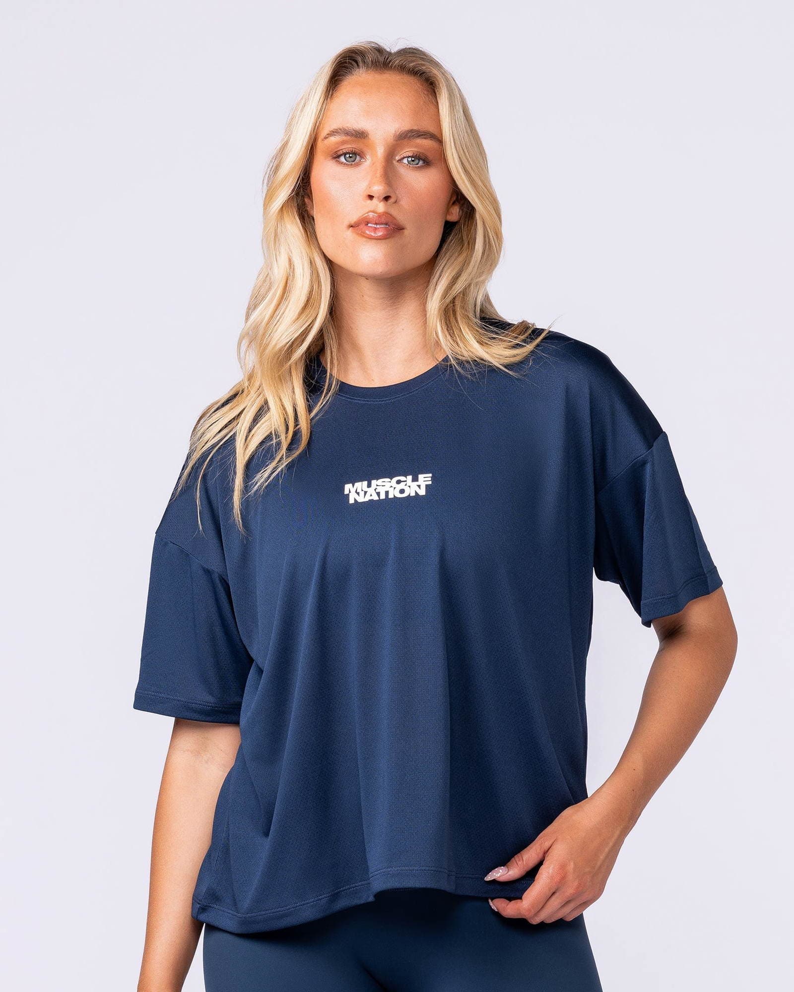 Boxy Training Tee - Navy