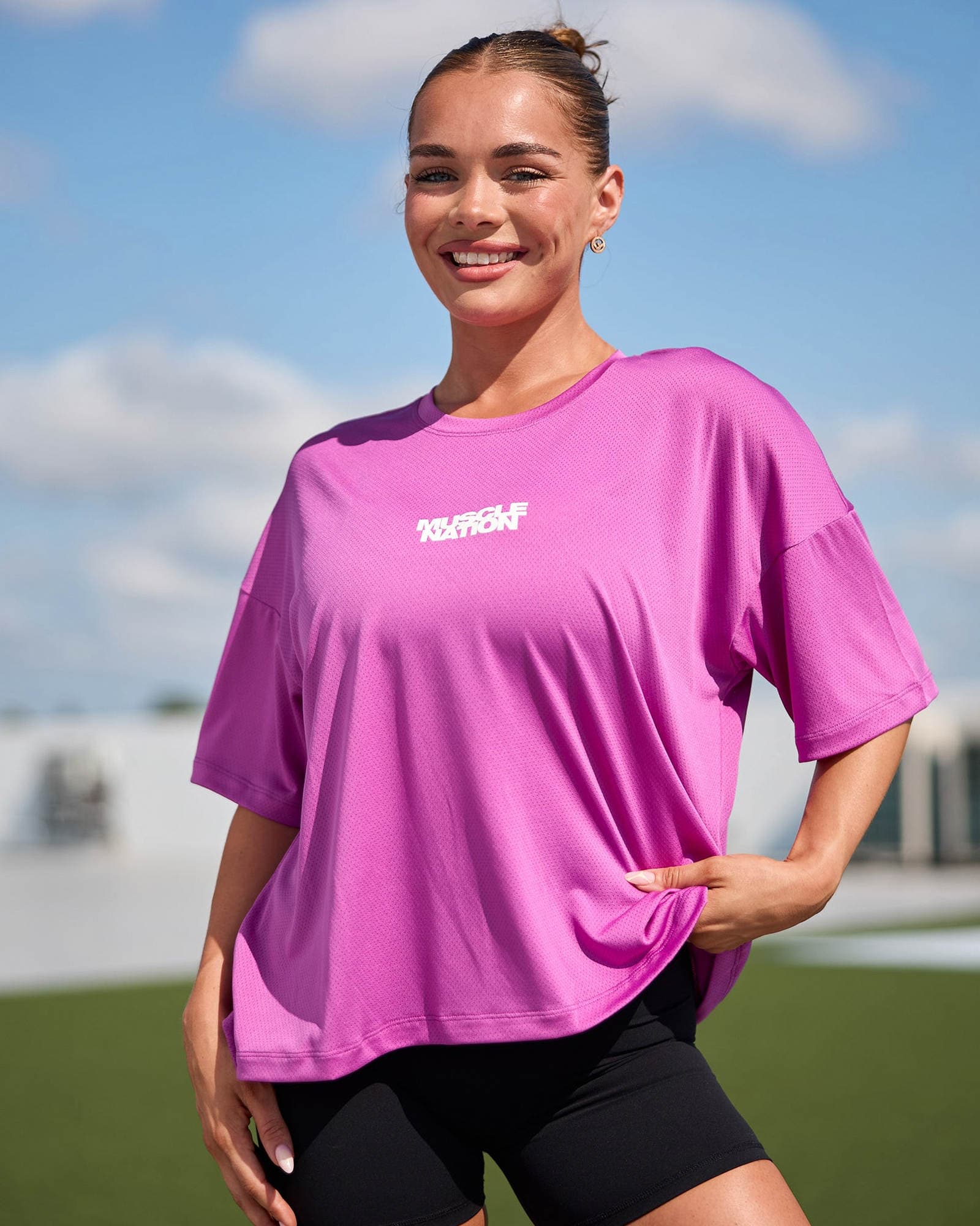 Boxy Training Tee - Radiant Orchid