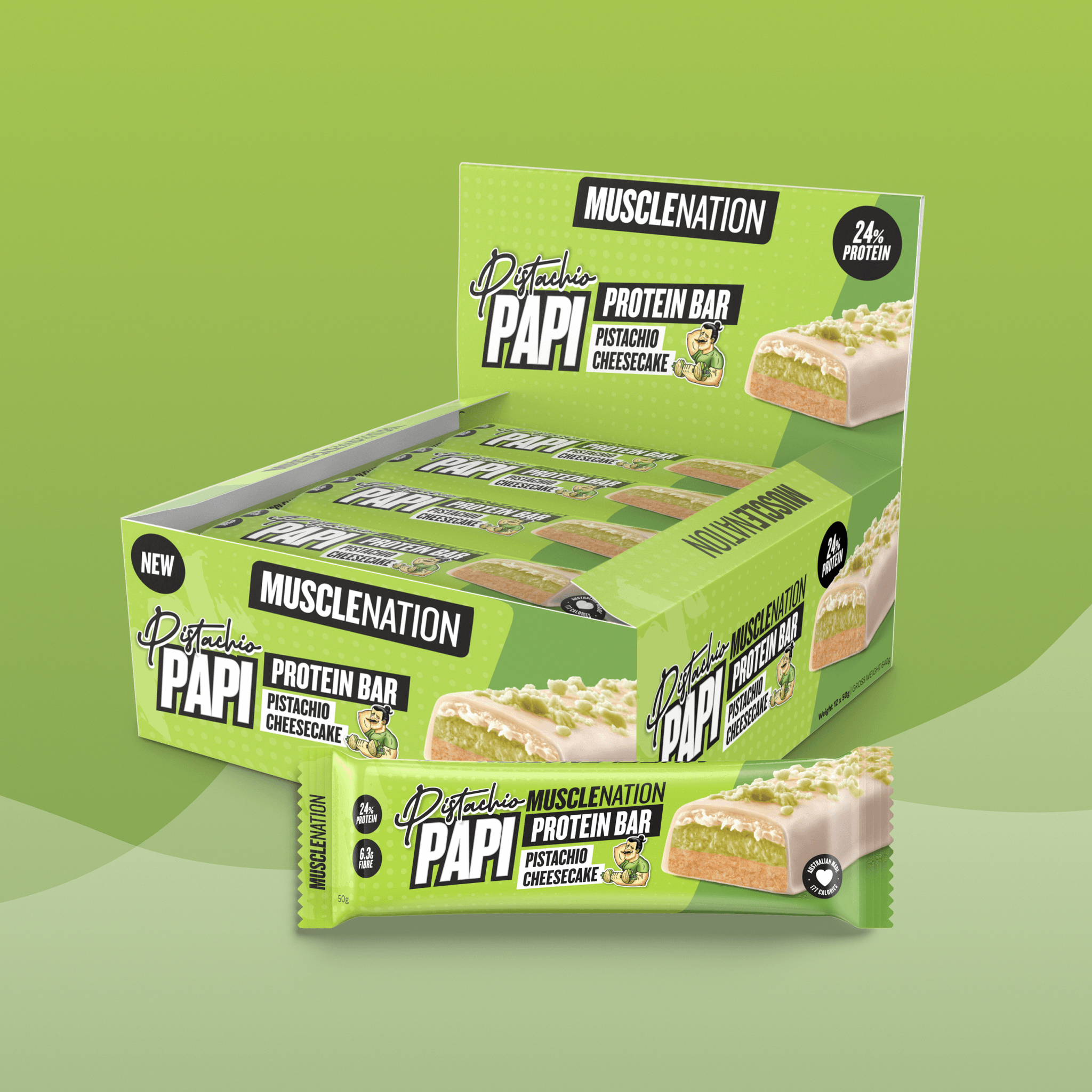 MN x PISTACHIO PAPI Protein Bar - Pistachio Cheesecake - Box of 12