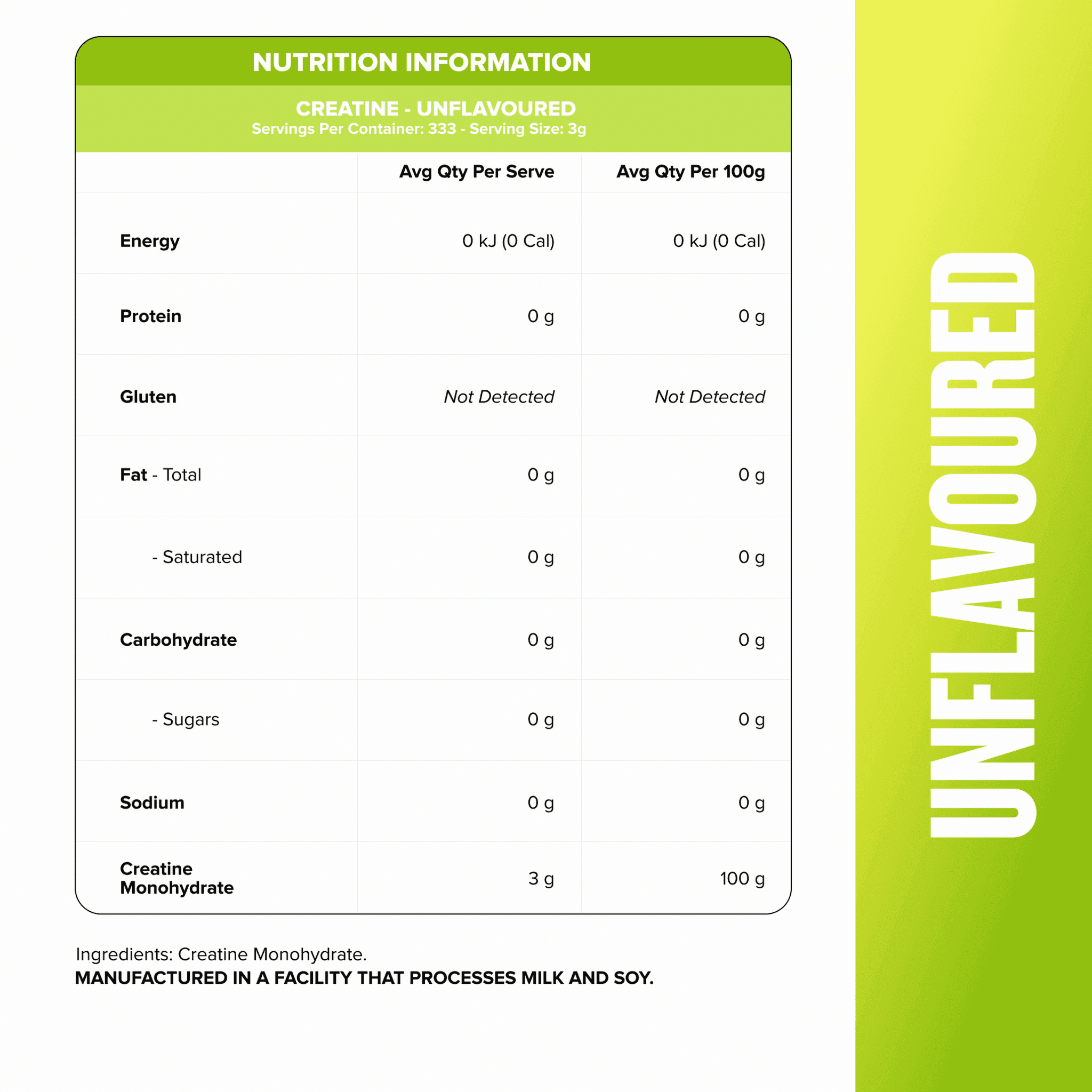 CREATINE MONOHYDRATE - Unflavoured 1kg