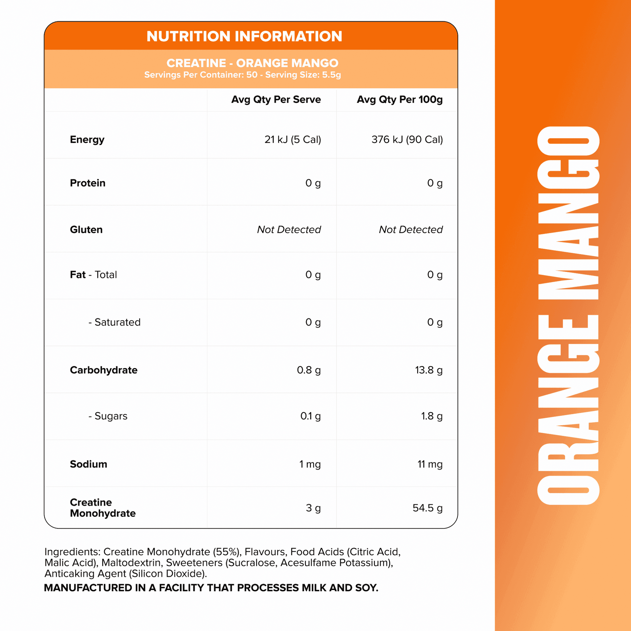 CREATINE MONOHYDRATE - Orange Mango - 50 serves