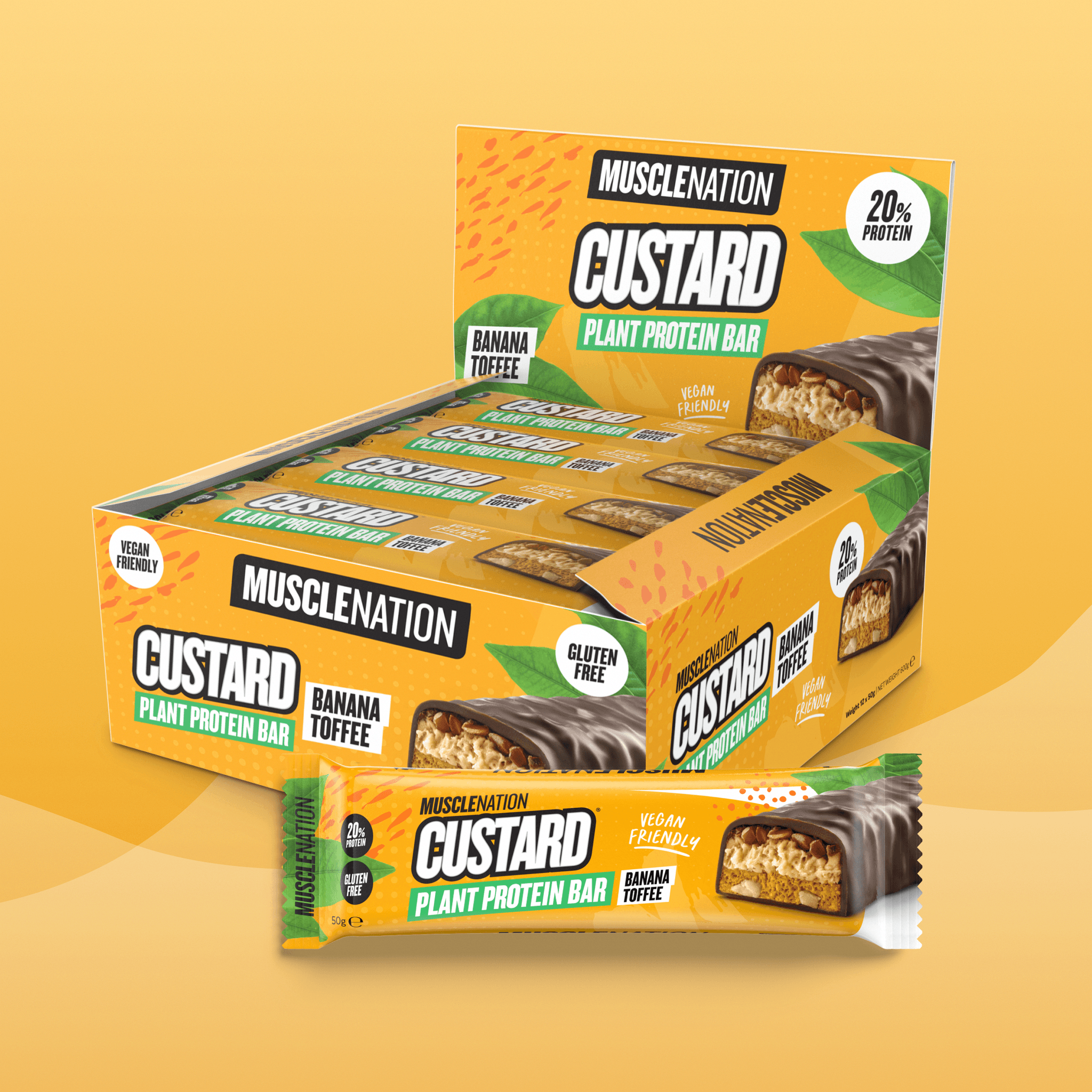 CUSTARD Plant Protein Bar (Vegan, GF) - Banana Toffee - Box of 12