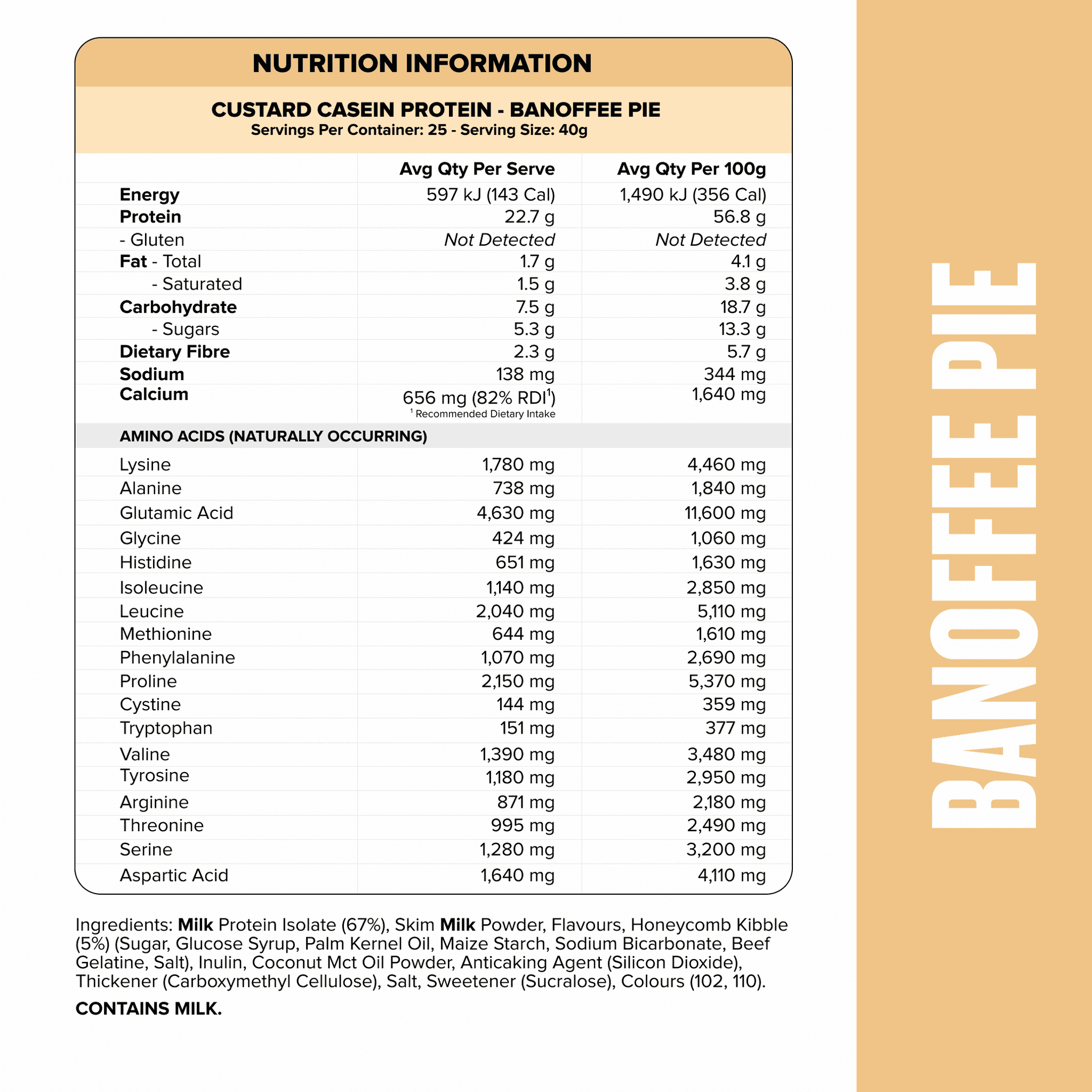 CUSTARD Casein Protein - Banoffee Pie - 25 serves