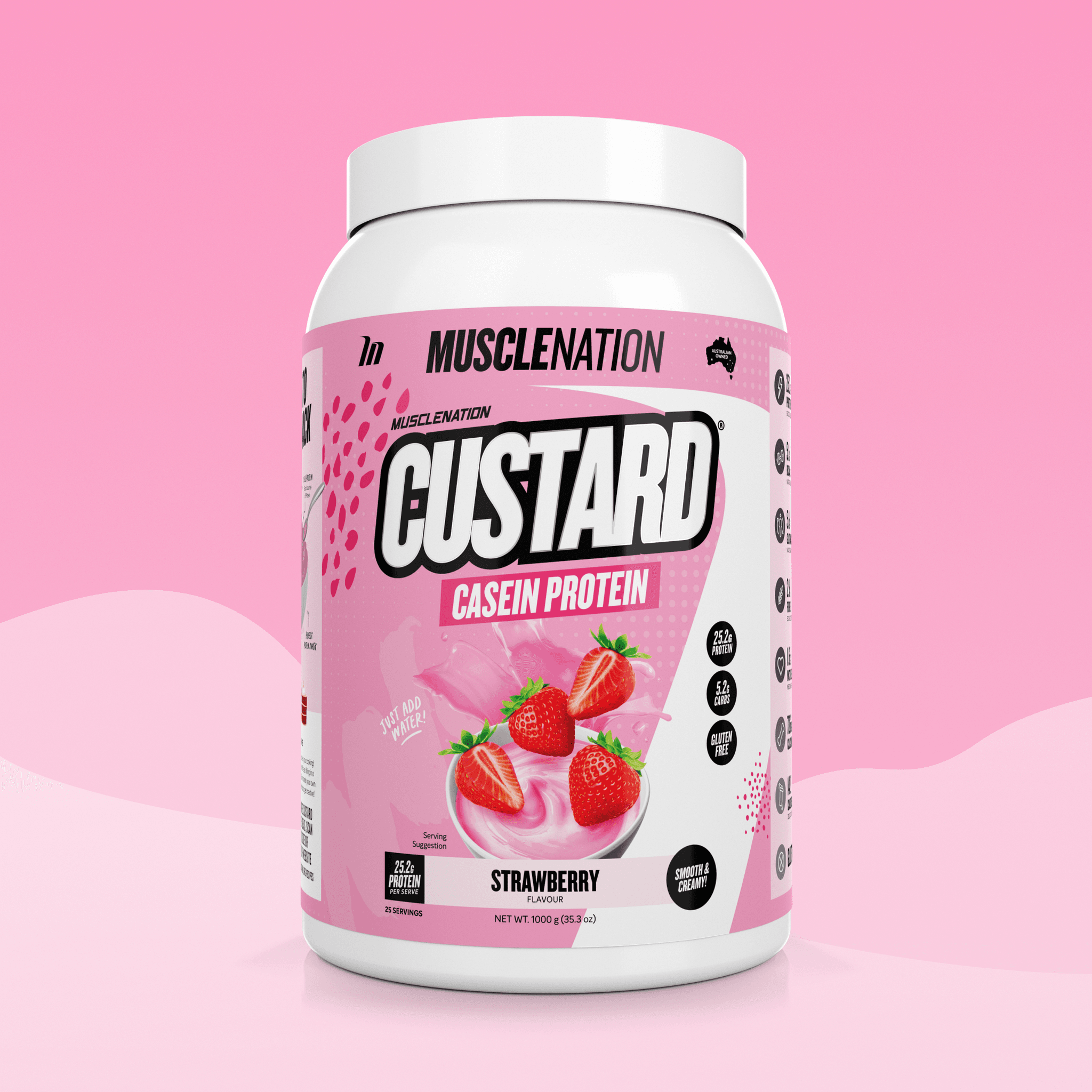 CUSTARD Casein Protein - Strawberry - 25 serves