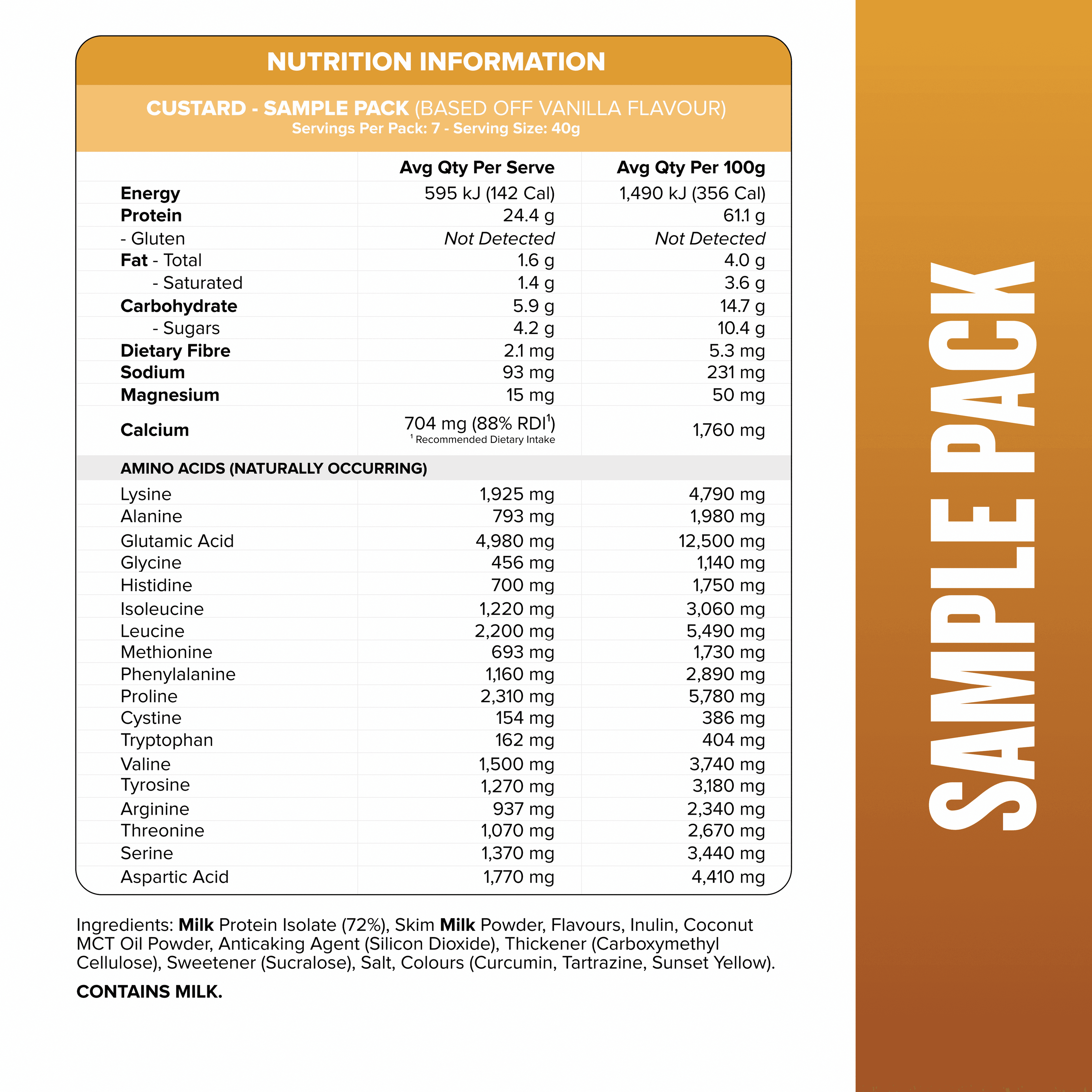 CUSTARD Casein Protein - Sample Pack - 7 Flavours