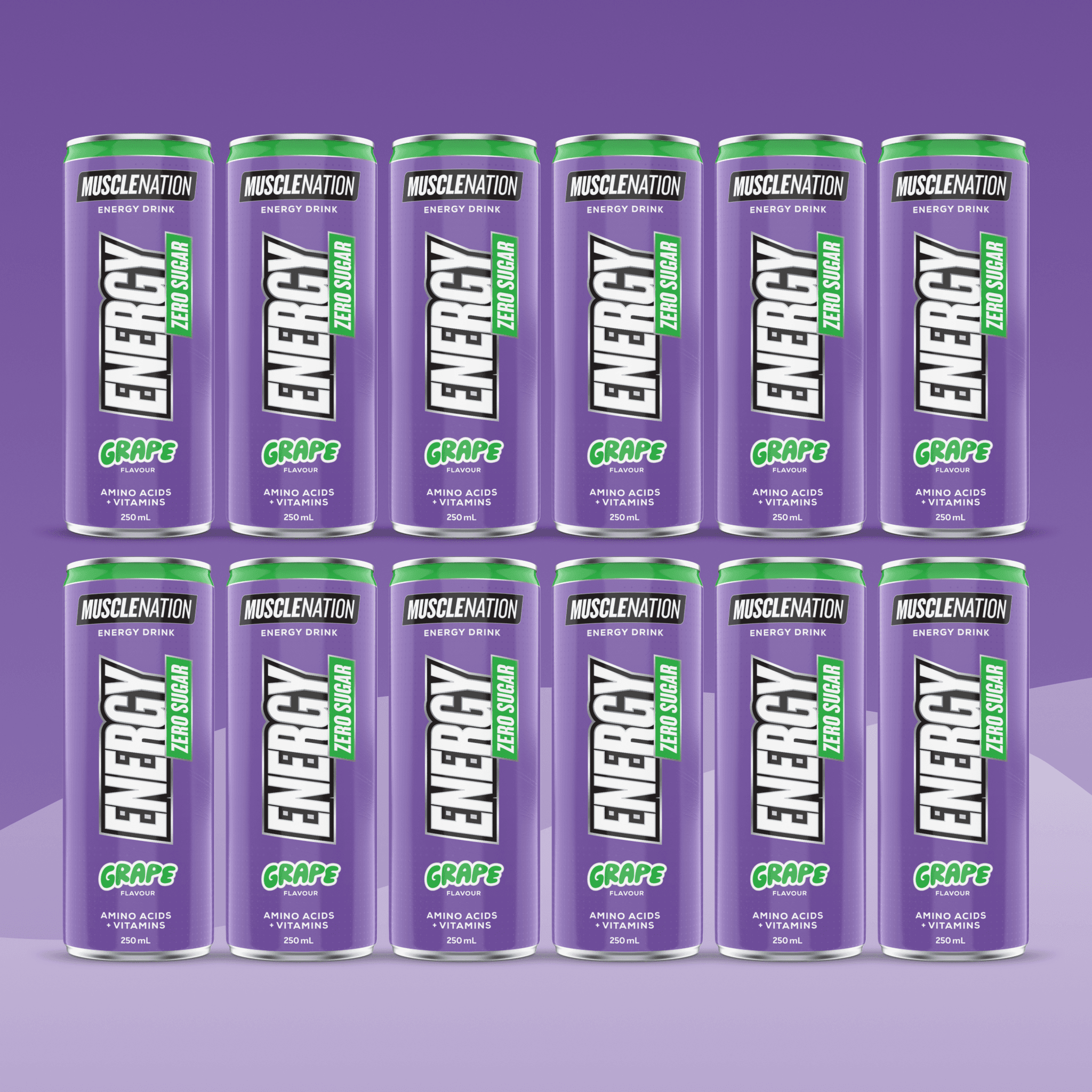 MN ENERGY DRINK Zero Sugar - Grape 250ml Can (12 Pack)
