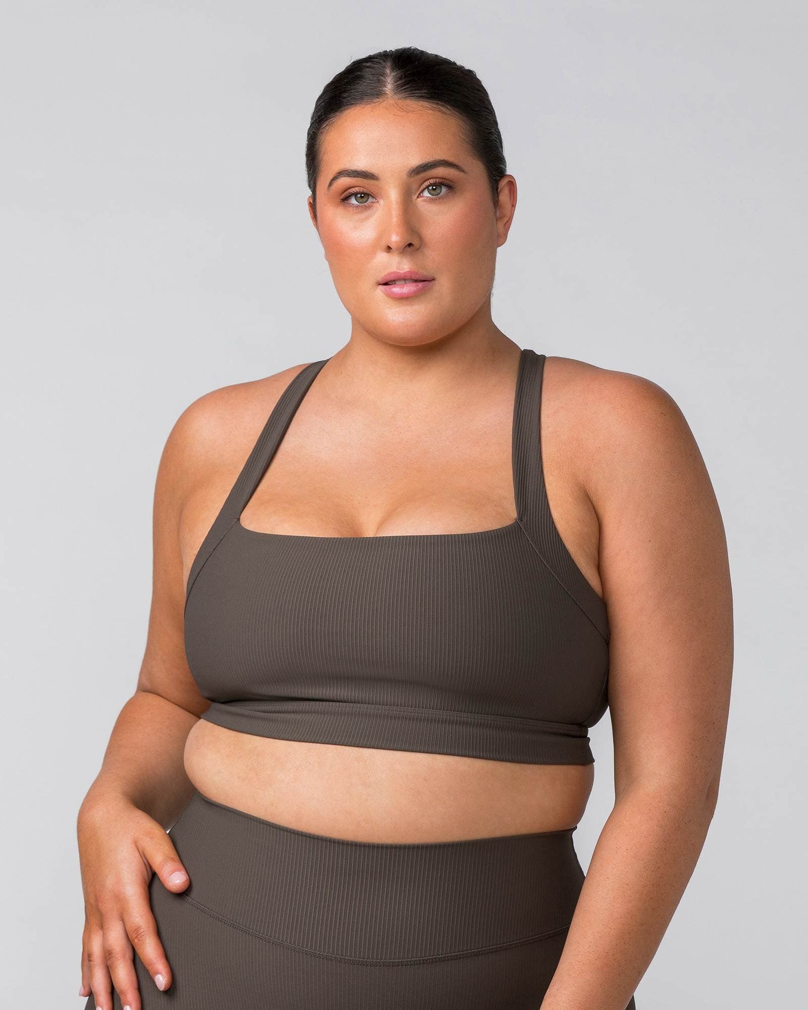 Rebound Rib Bra - Deep Brown