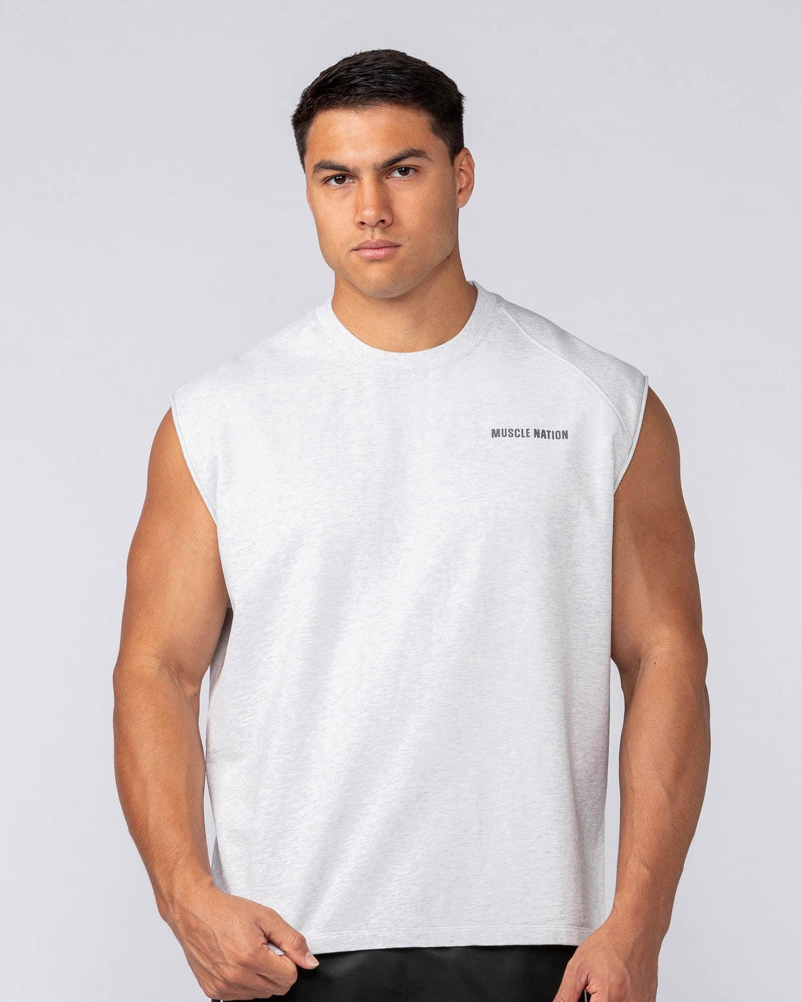Essential Boxy Muscle Tank - Snow Grey Marl