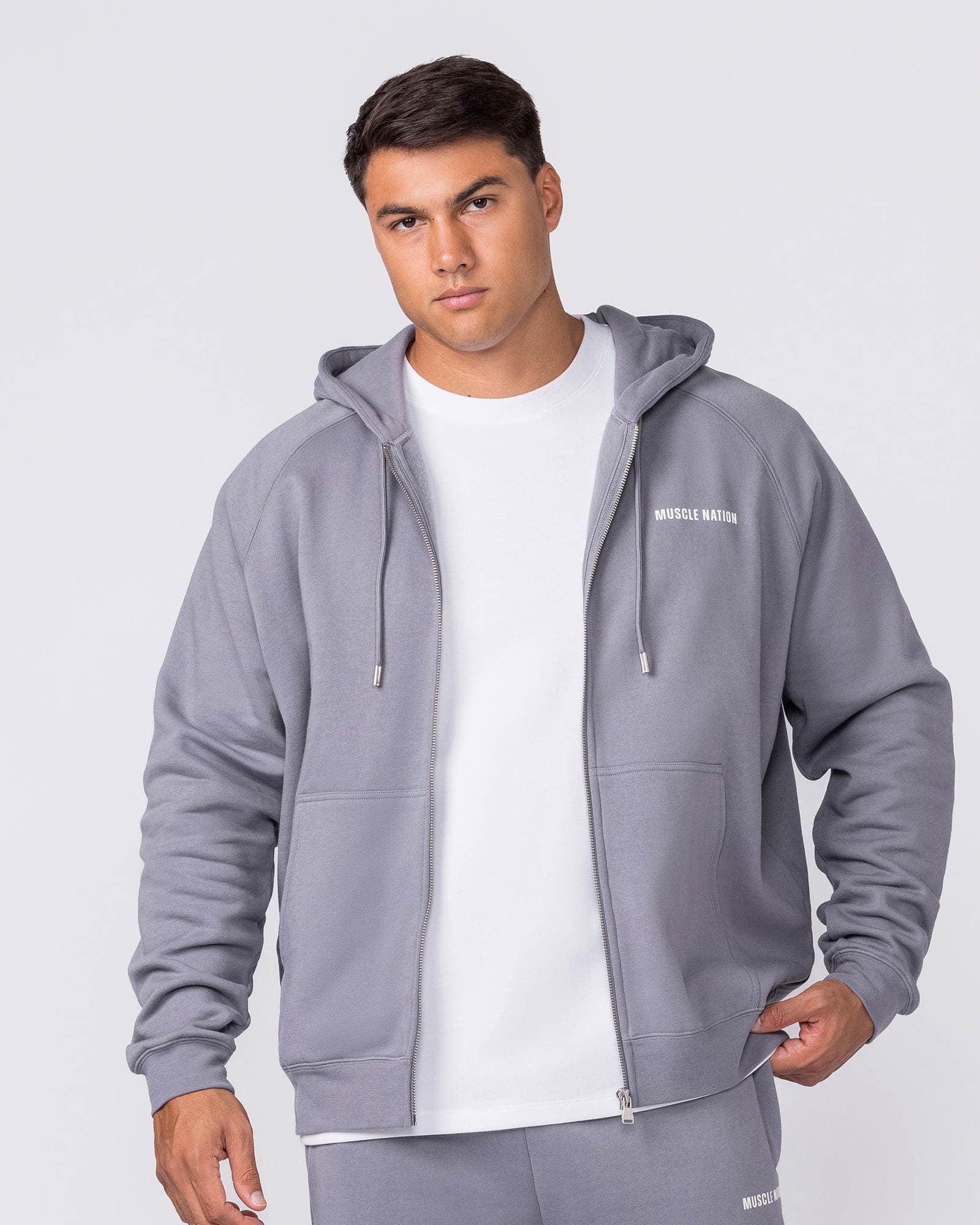Essential Zip Hoodie - Cement