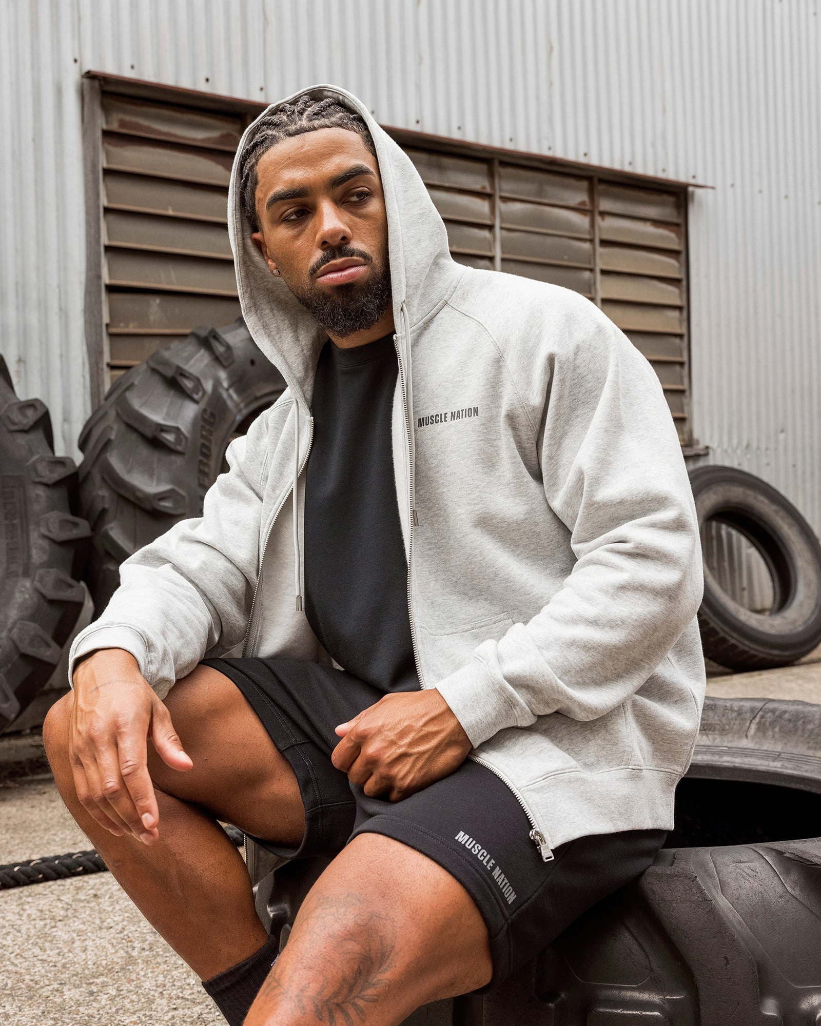 Essential Zip Hoodie - Grey Marl