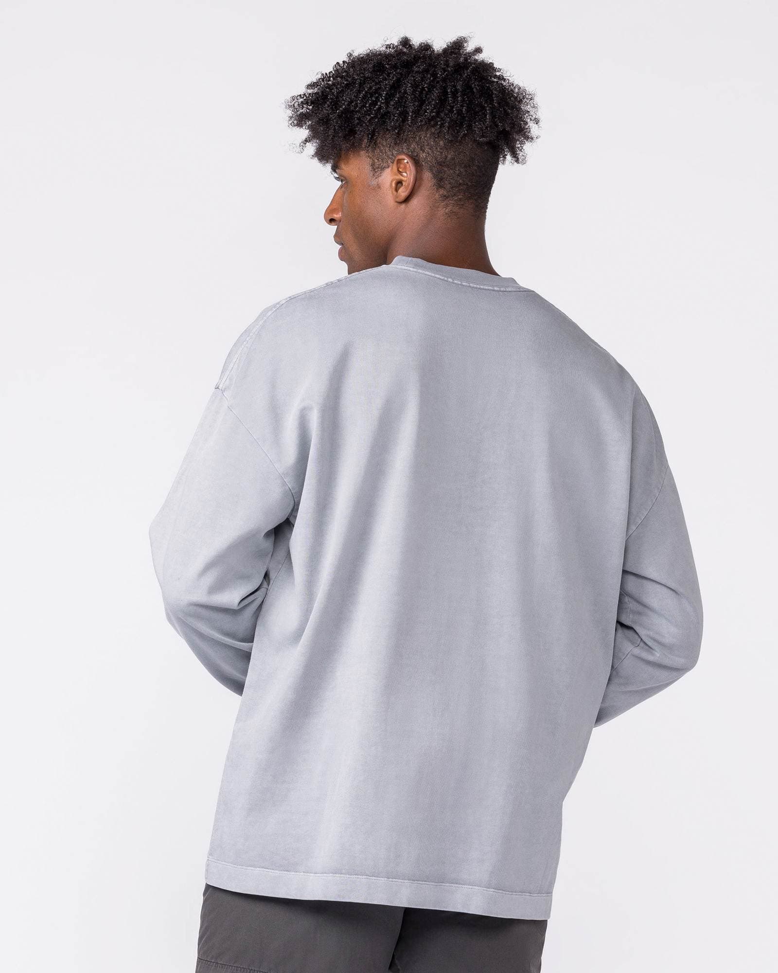 Essential Oversized Long Sleeve Vintage Tee - Washed Cement