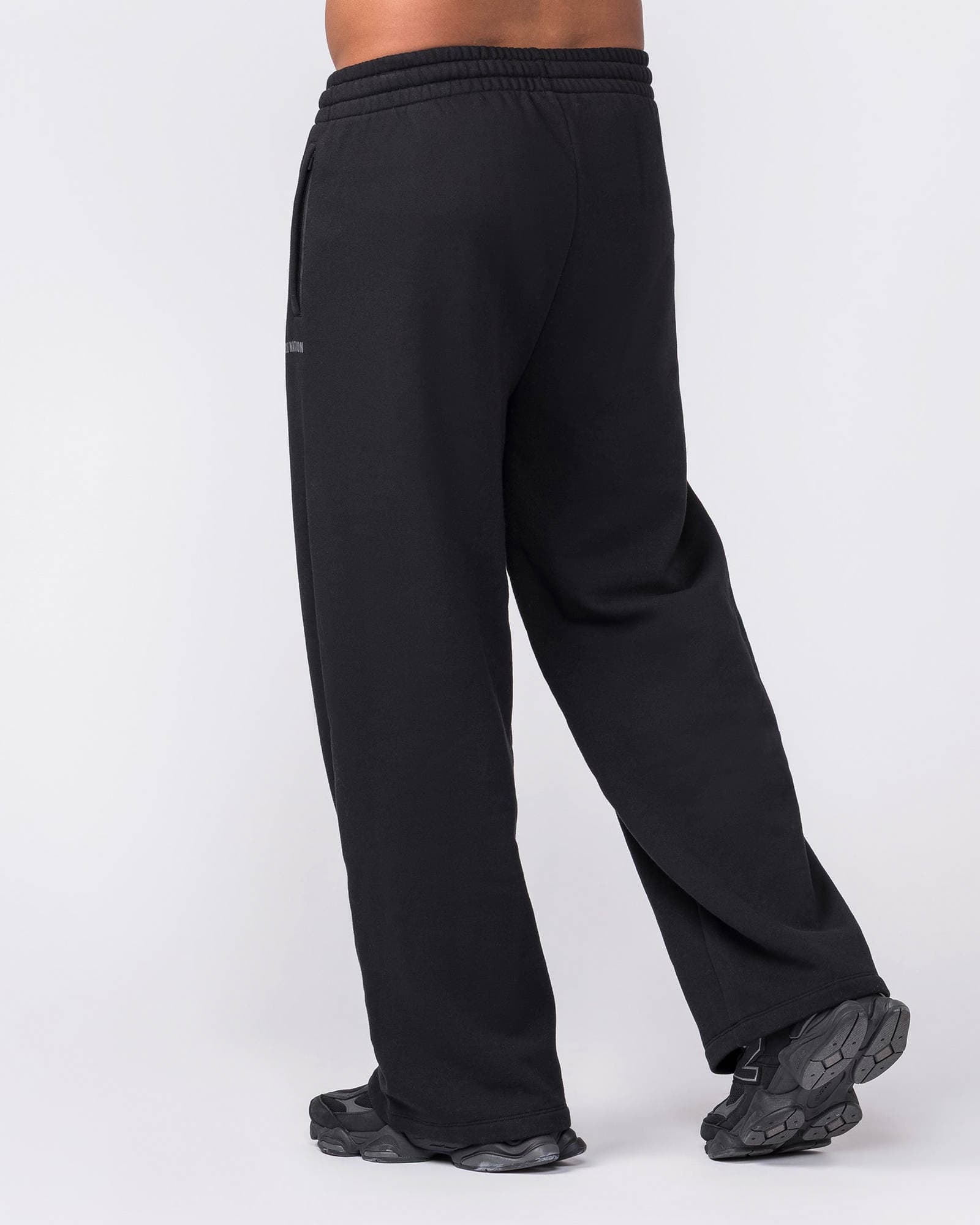Essential Wide Leg Trackies - Black