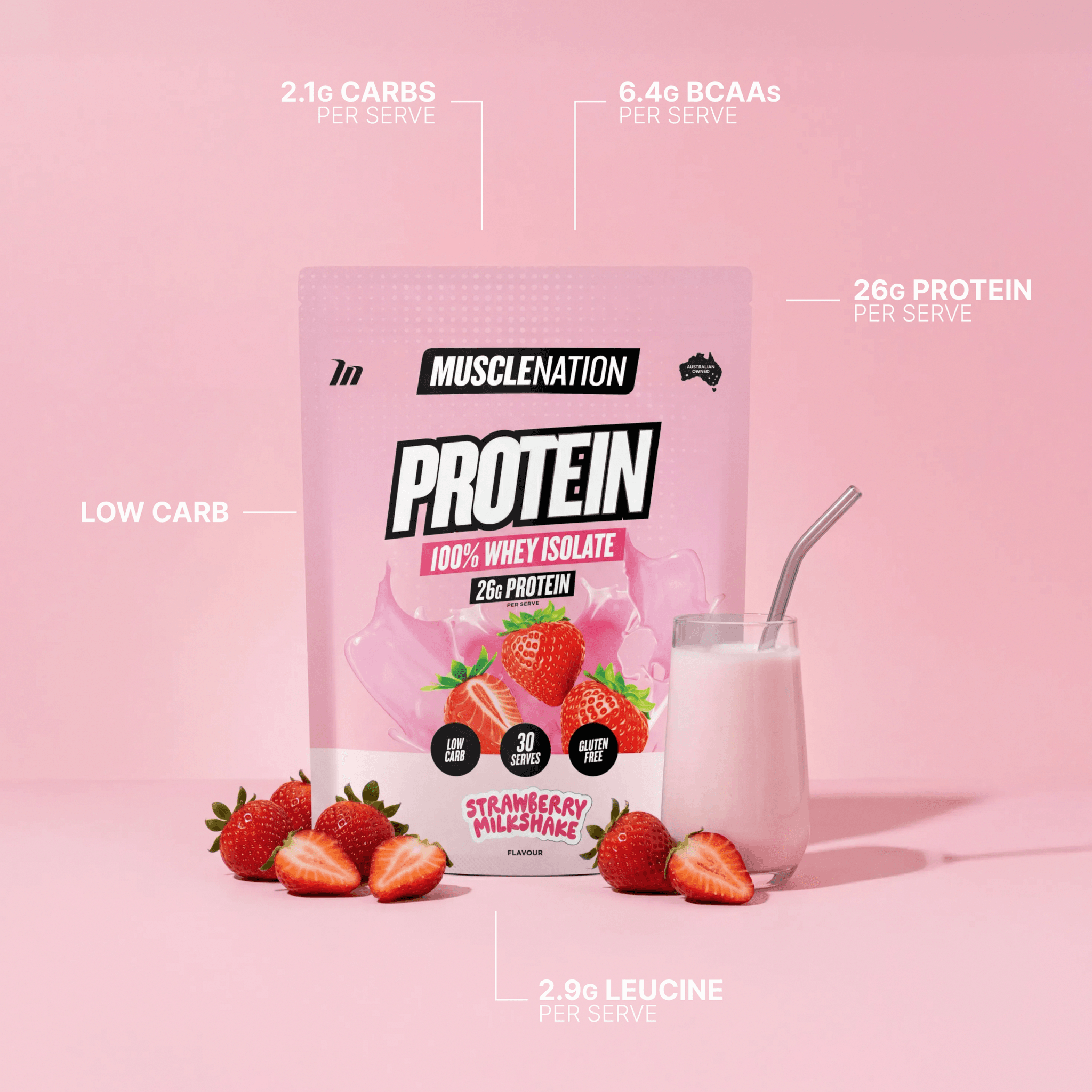 WHEY Protein Isolate - Strawberry Milkshake - 30 serves