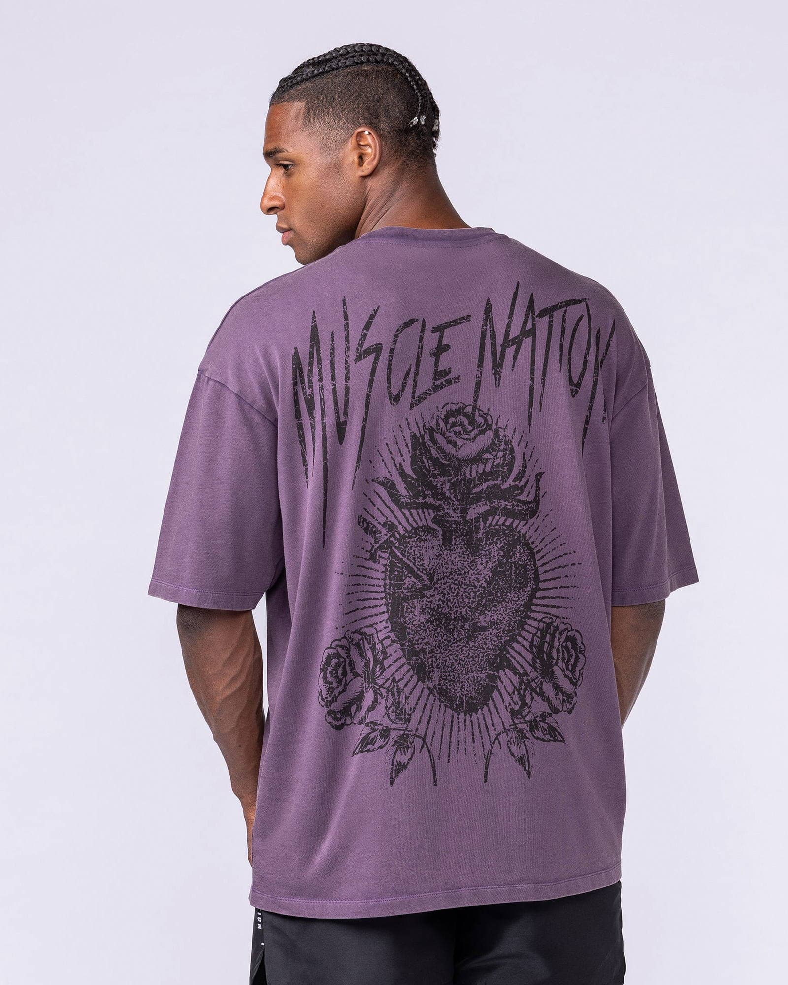 Heartless Oversized Vintage Tee - Washed Dark Purple