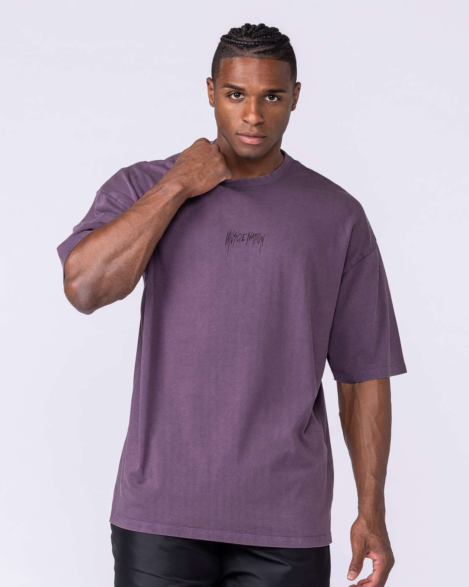 Heartless Oversized Vintage Tee - Washed Dark Purple