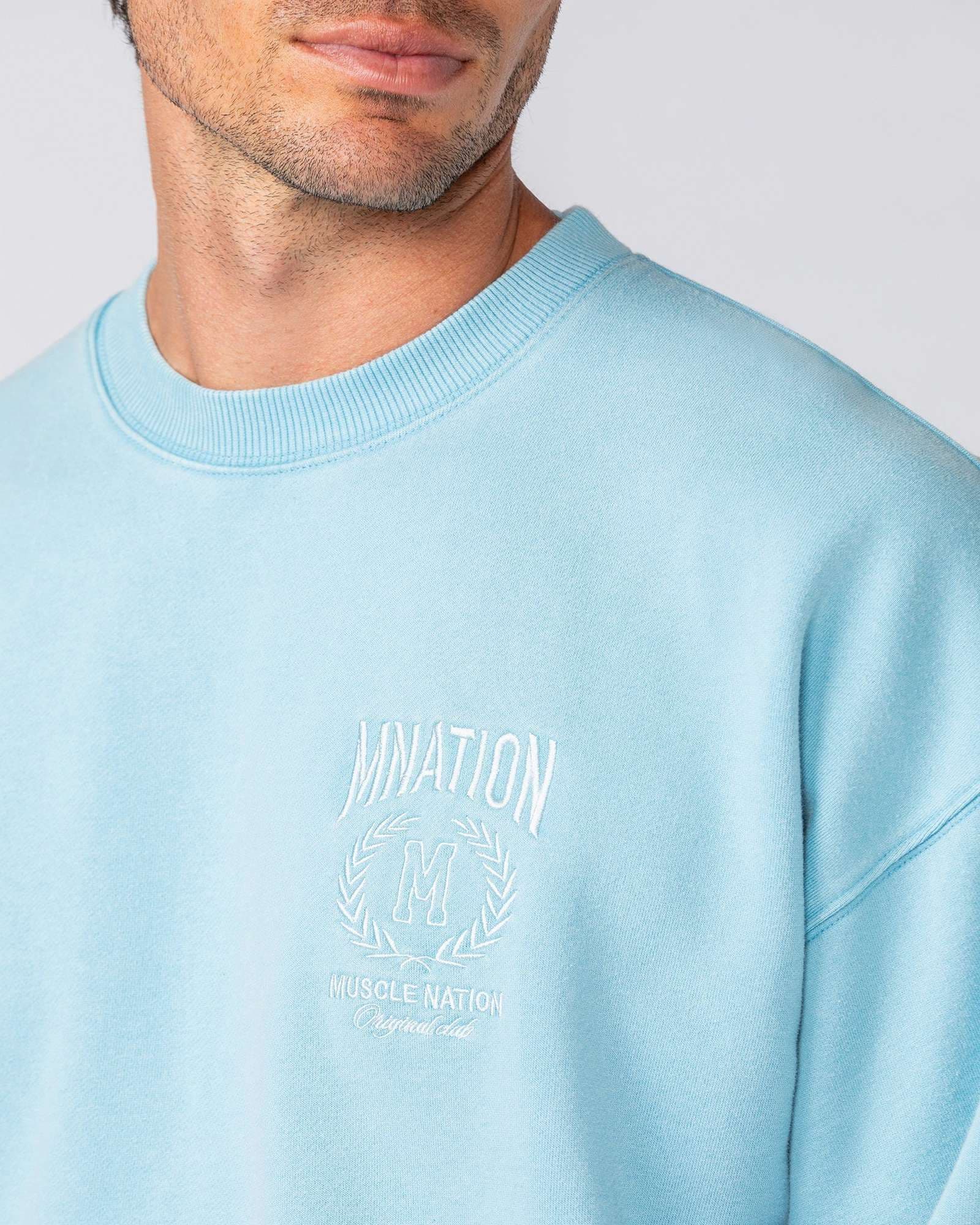 Heritage Crest Crew Pullover - Washed Light Blue