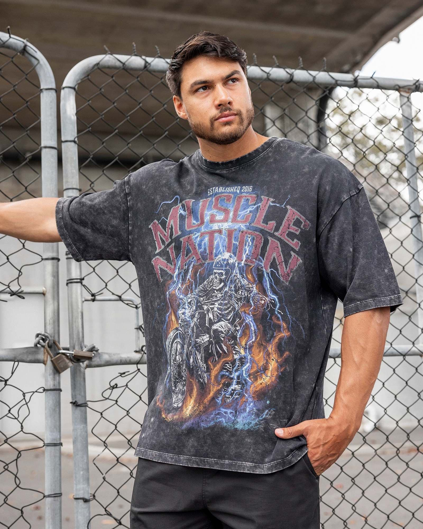 Full Throttle Oversized Vintage Tee - Washed Black