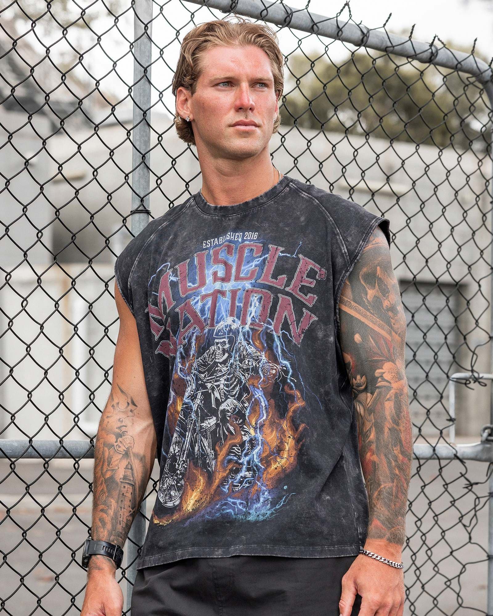 Full Throttle Vintage Boxy Muscle Tank - Washed Black