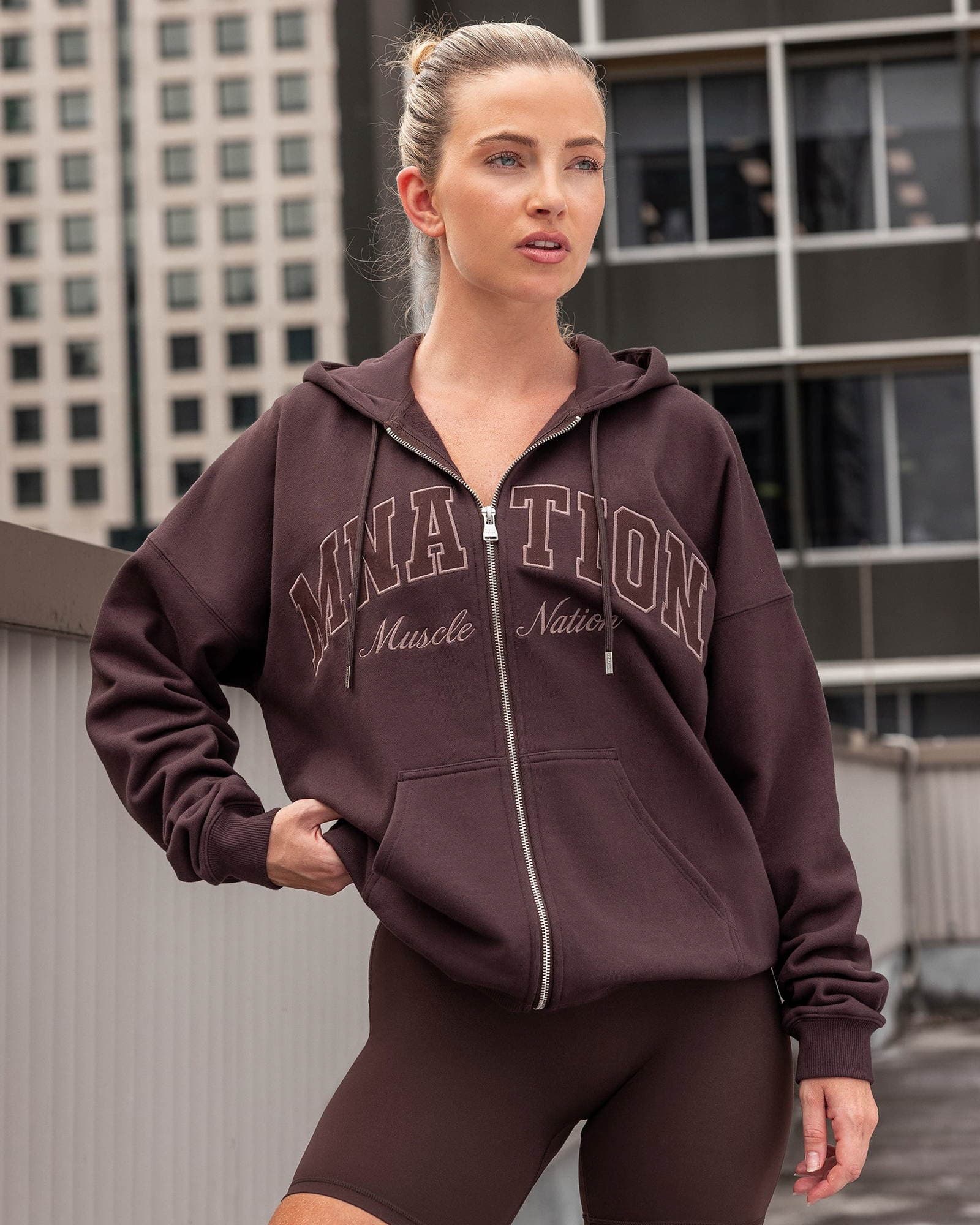 Routine Zip Through Hoodie - Cocoa