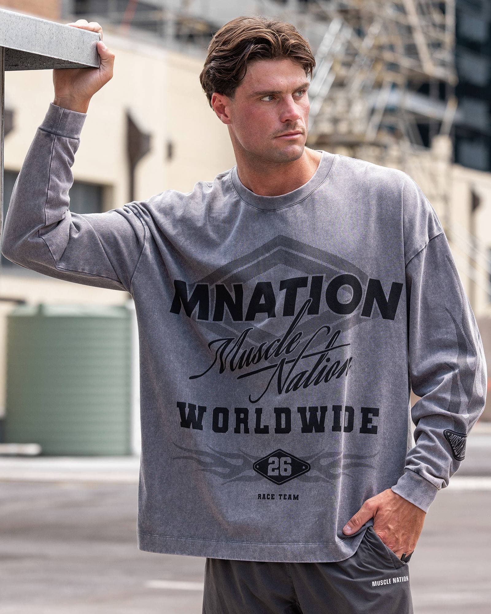 Worldwide Racing Long Sleeve Vintage Tee - Washed Tornado