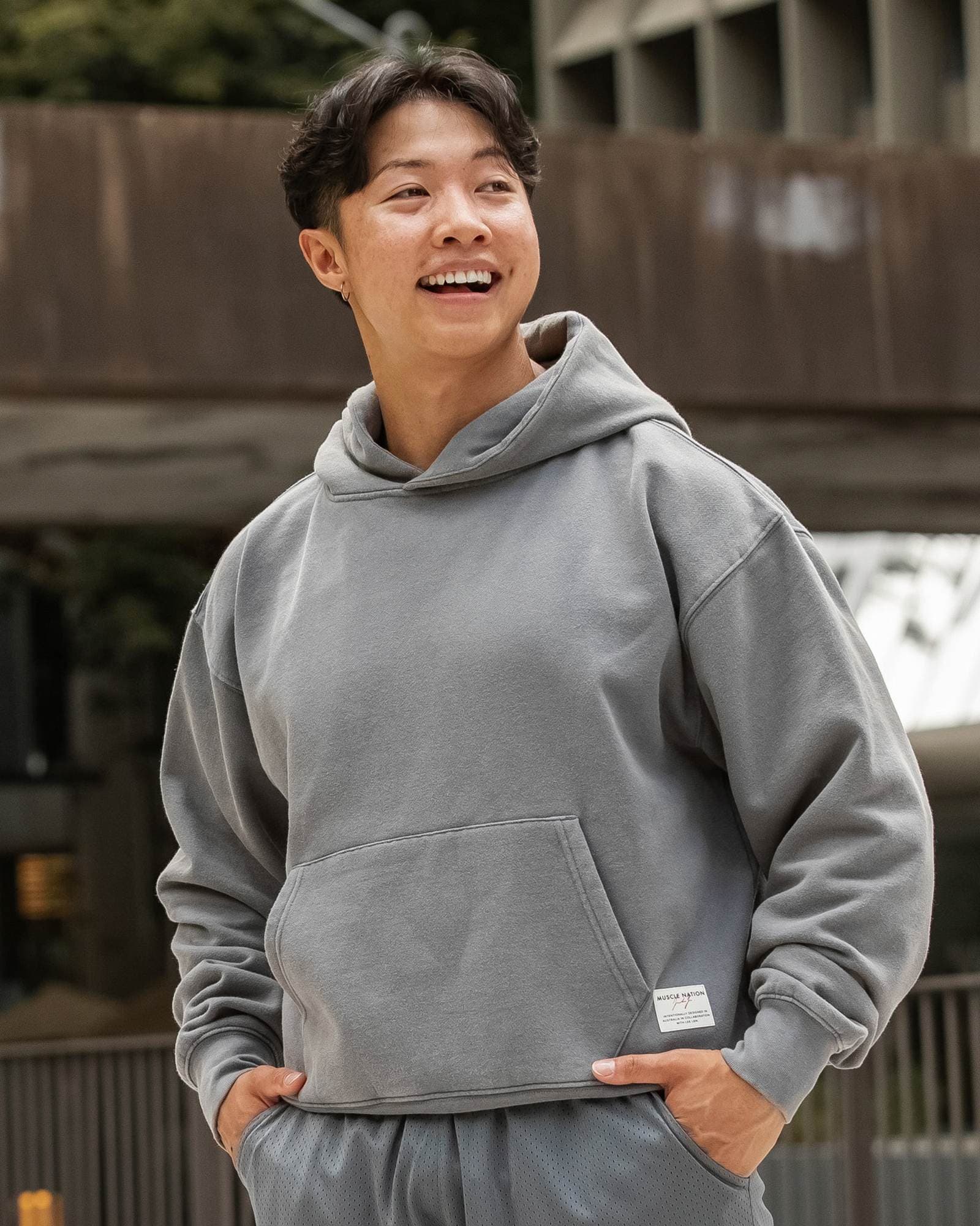 Lee Lem Cropped Hoodie - Washed Platinum Grey
