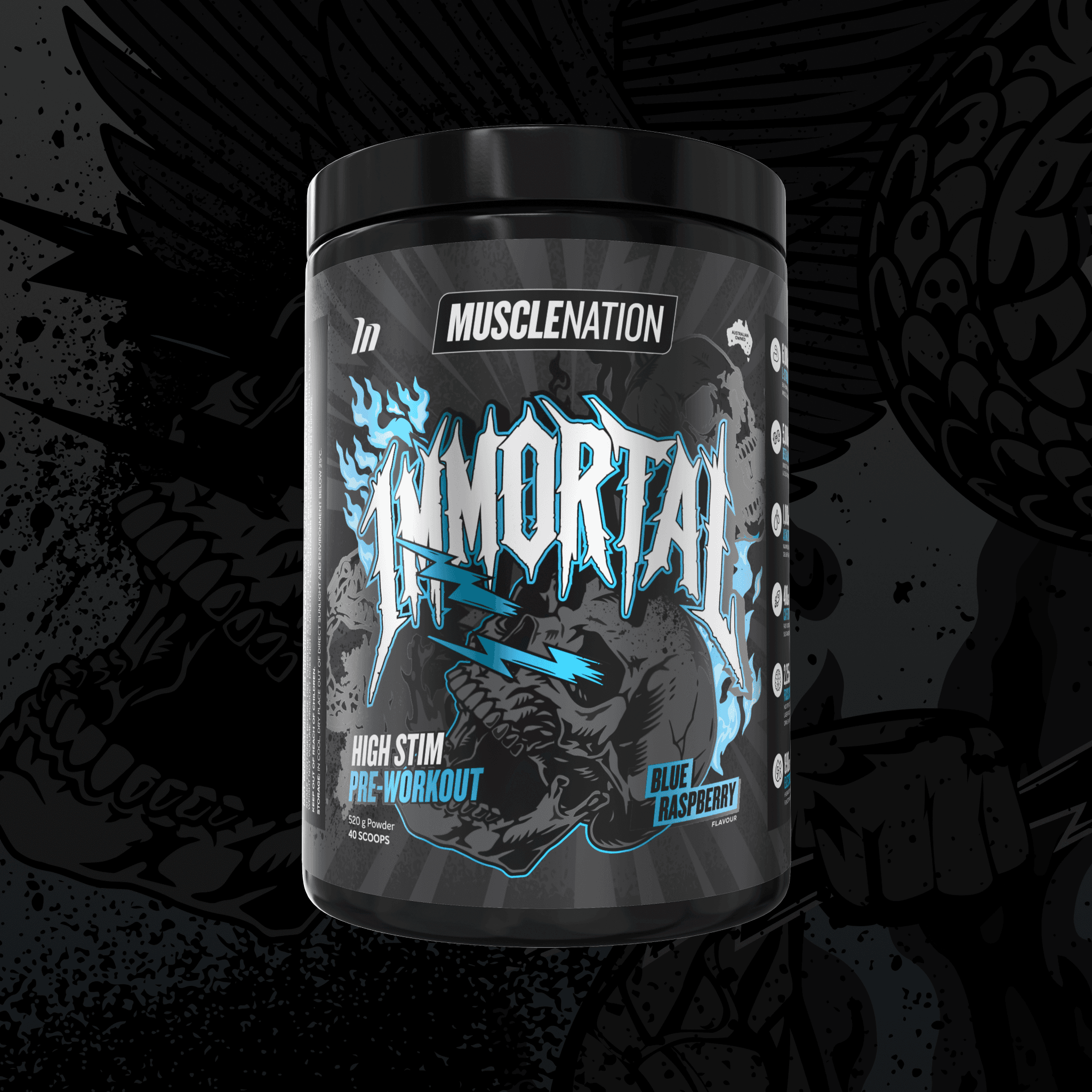 IMMORTAL Pre-Workout - Blue Raspberry - 40 serves