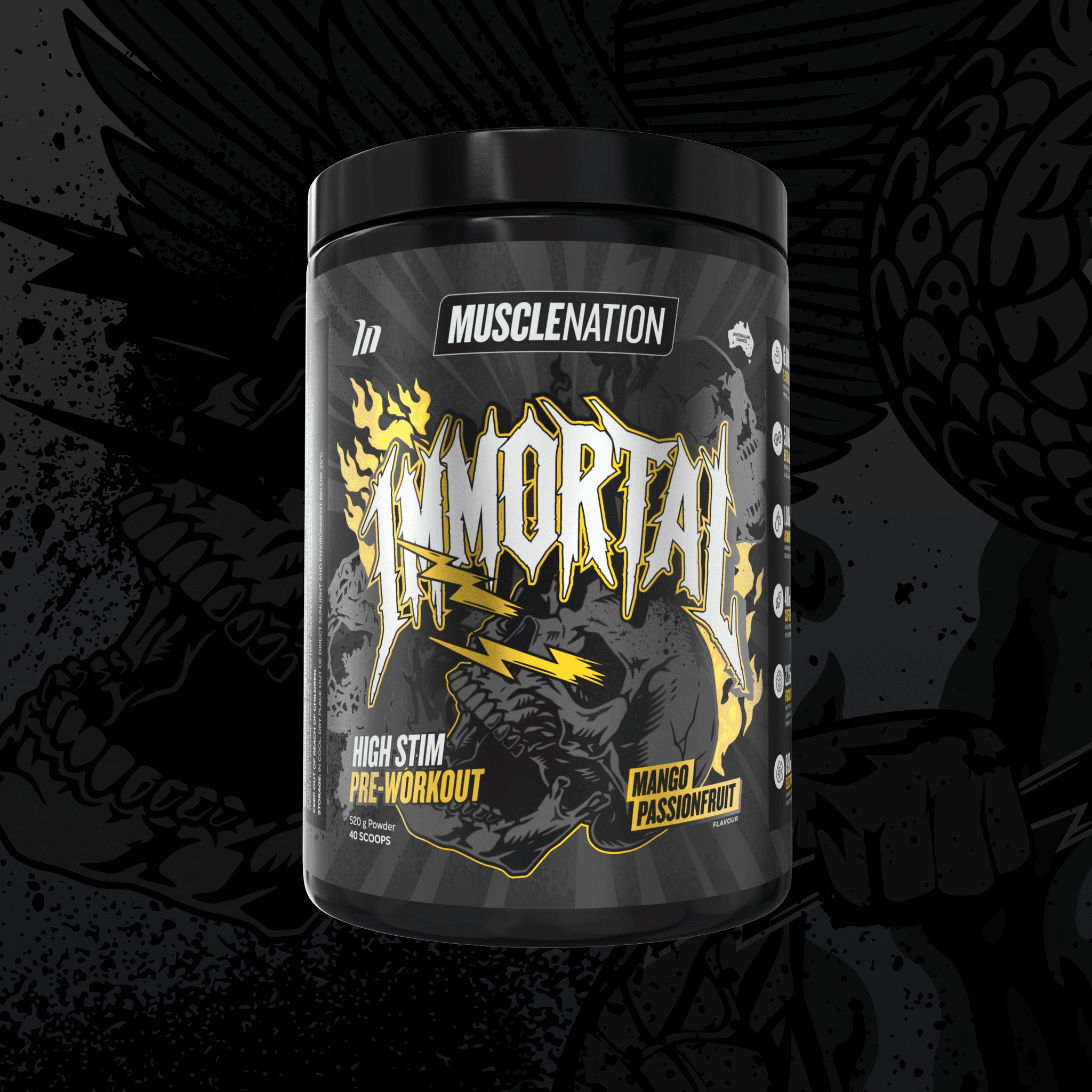 IMMORTAL Pre-Workout - Mango Passionfruit - 40 serves