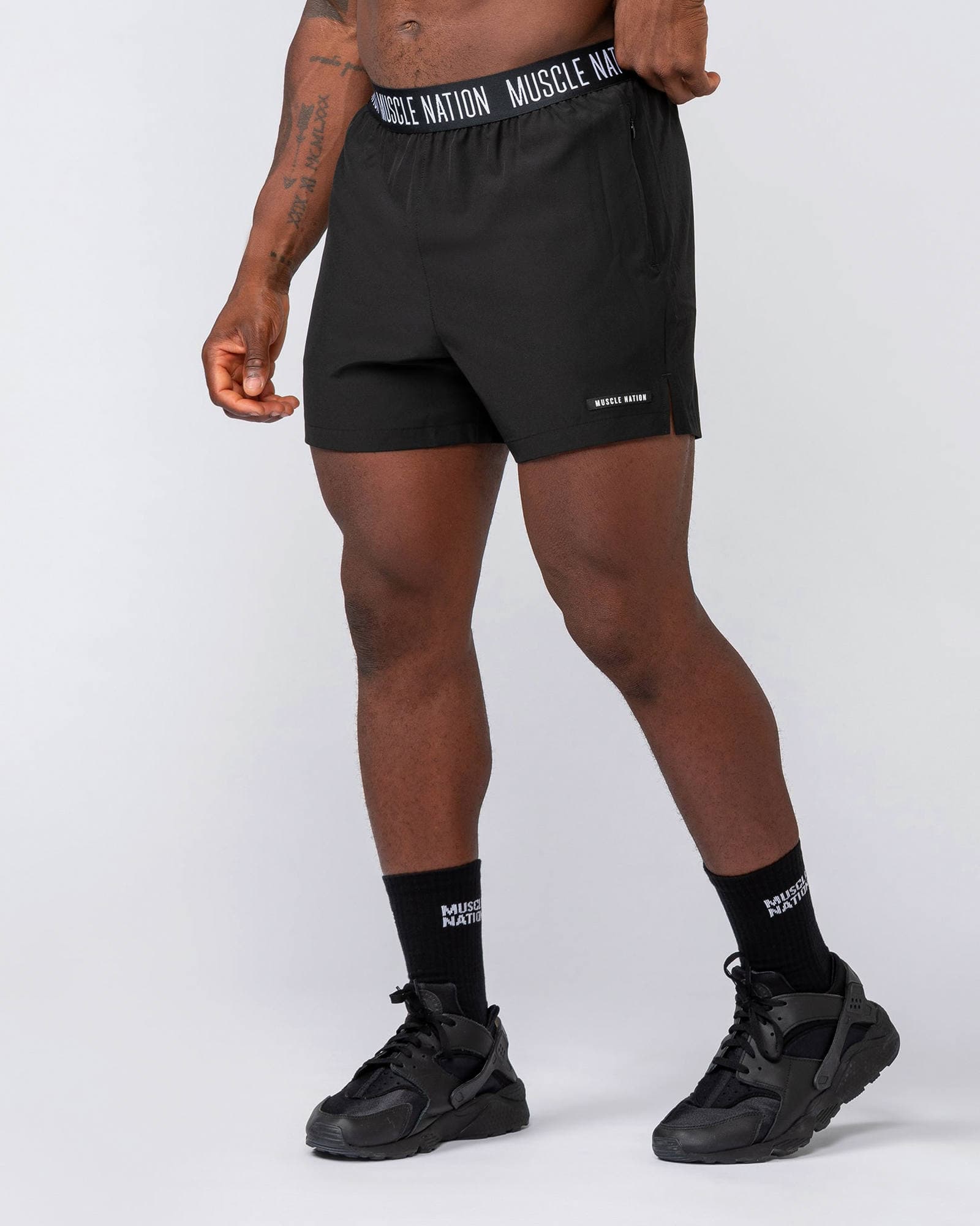 Level Up Training 4" Shorts - Black (Black Logo)