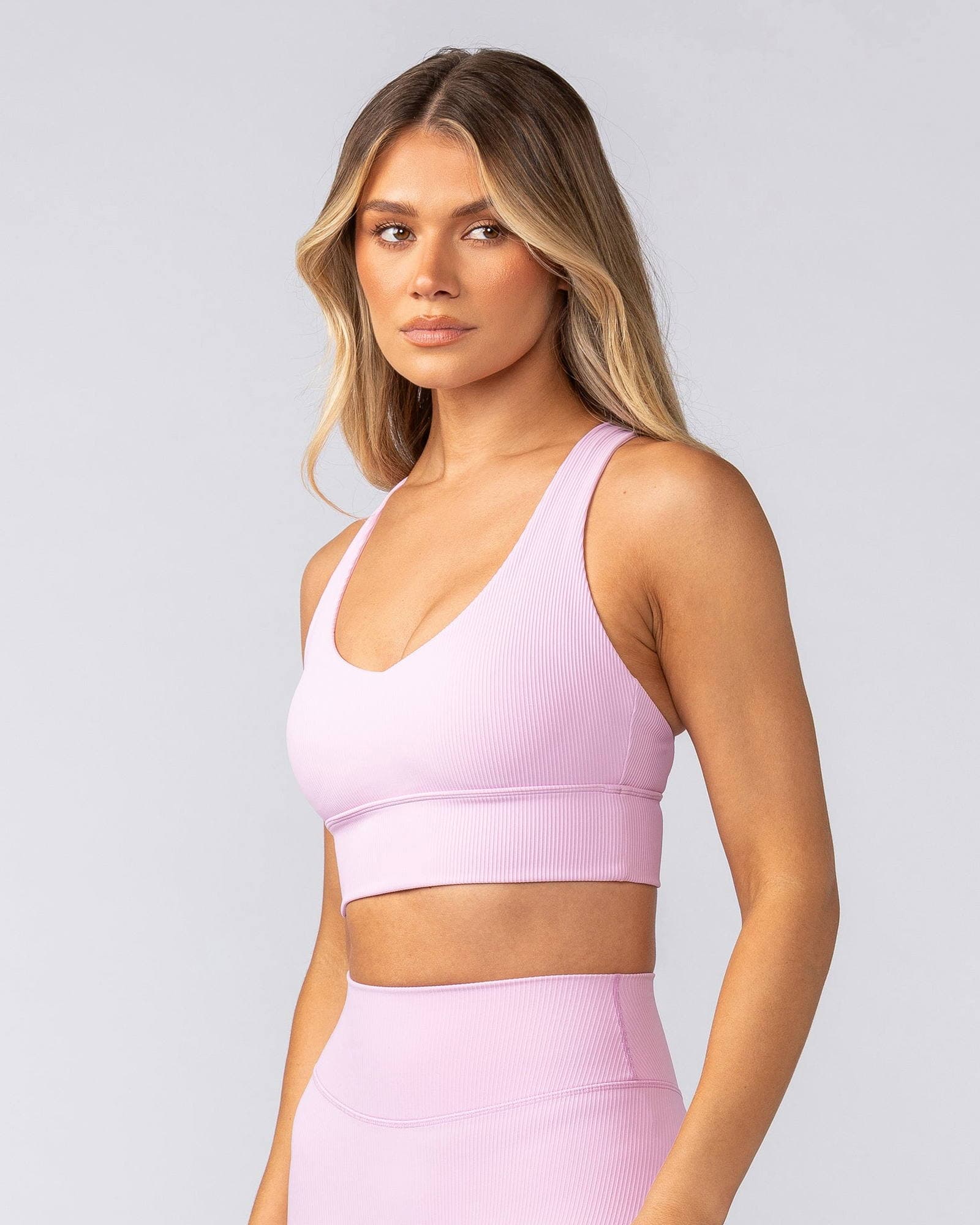Lover Longline Rib Bra - Fairy Floss