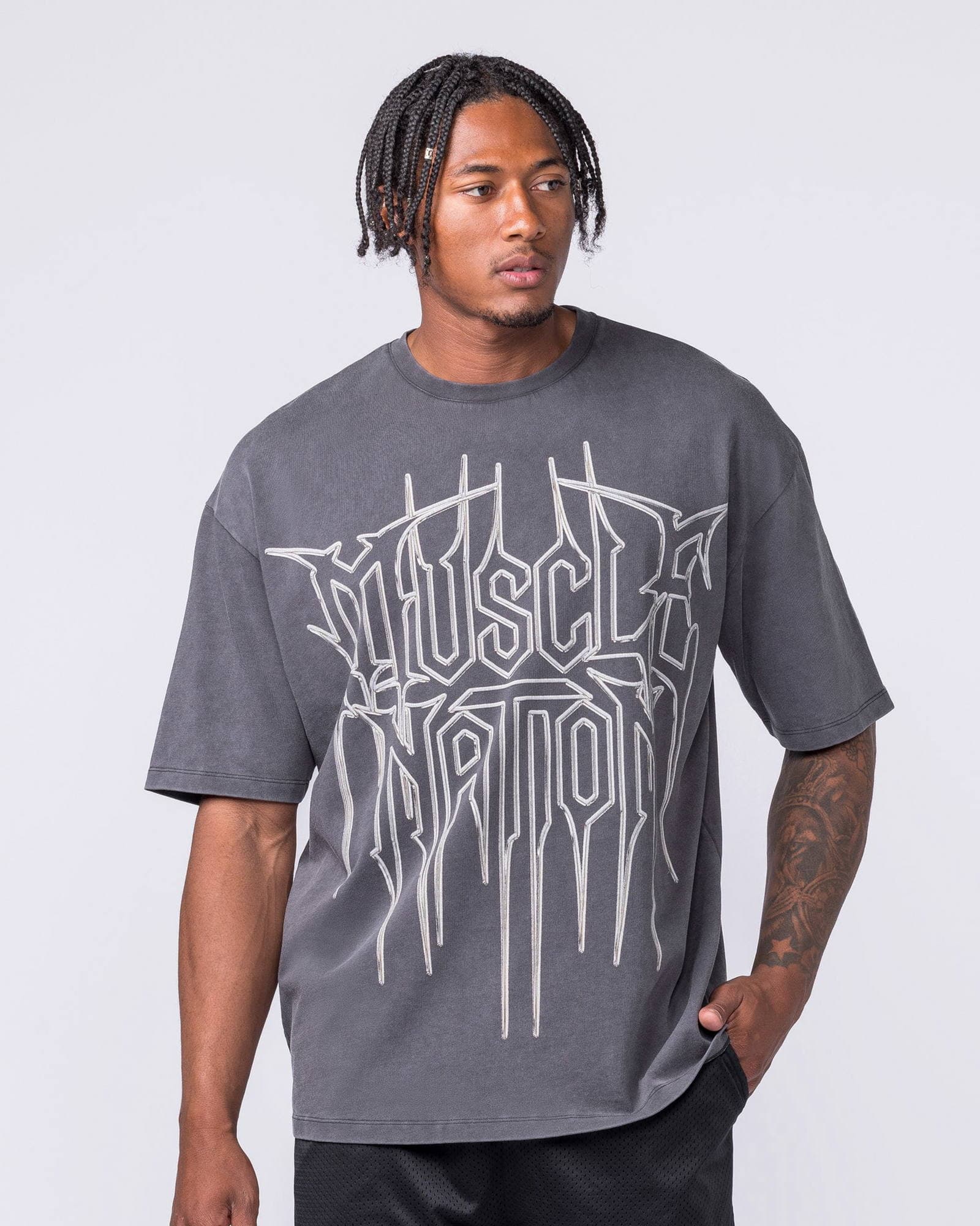 Metalcore Oversized Vintage Tee - Washed Dark Tornado