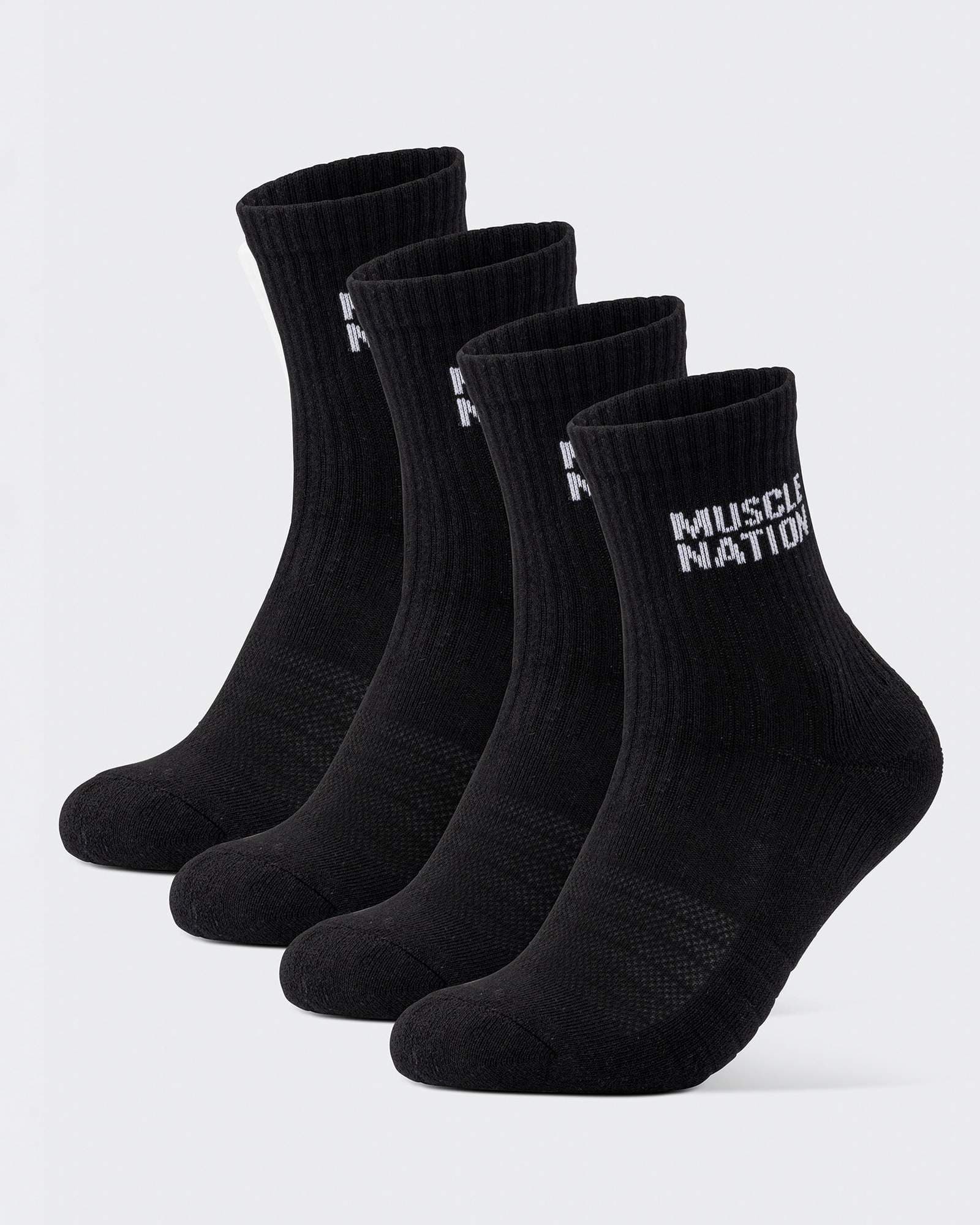 Womens Essential Crew Socks (2x Pack) - Black