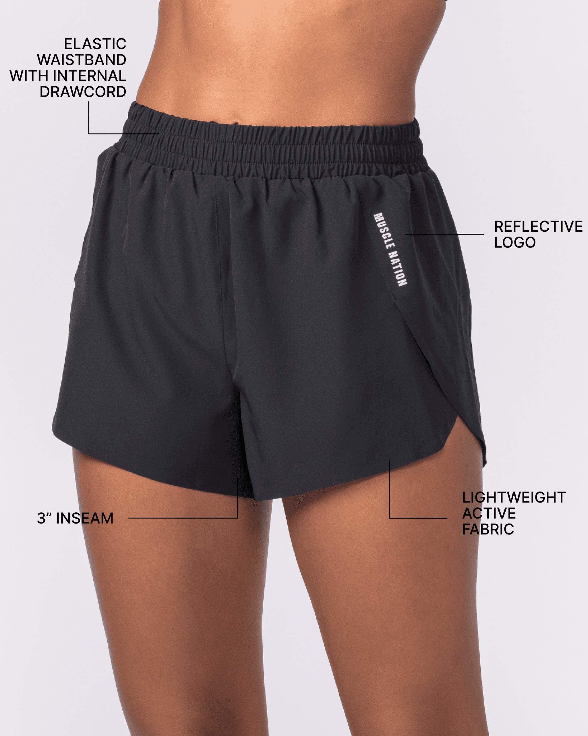 Pace 3" High-Waisted Run Shorts - Black