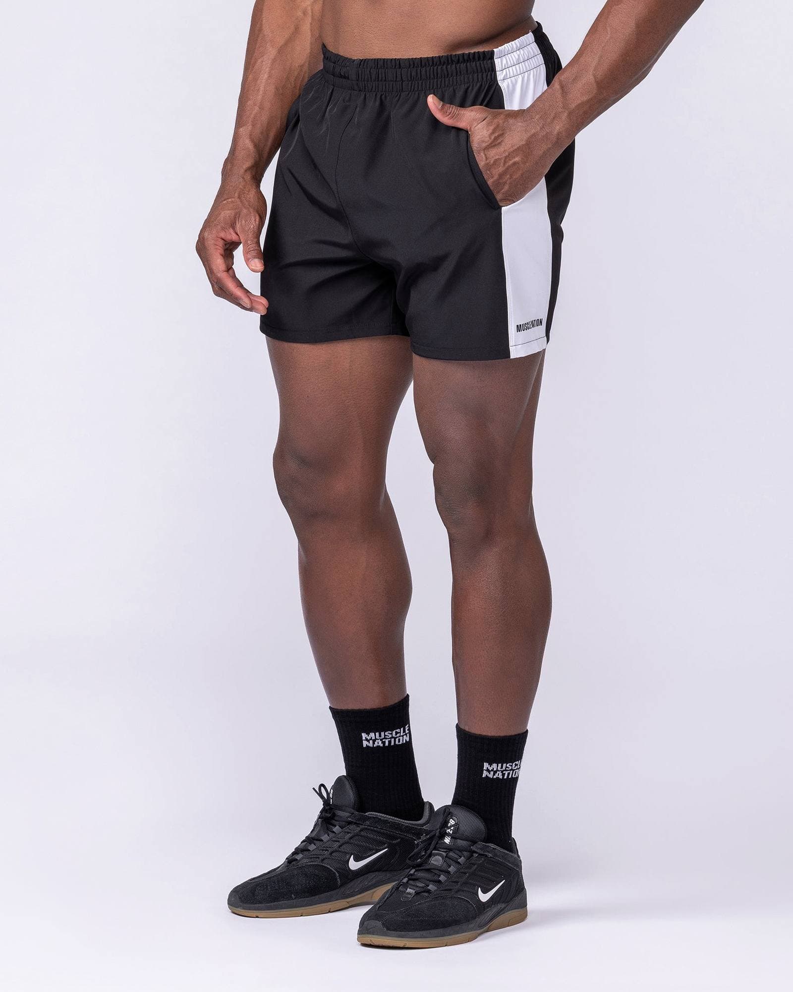 Panelled Function 4" Shorts - Black