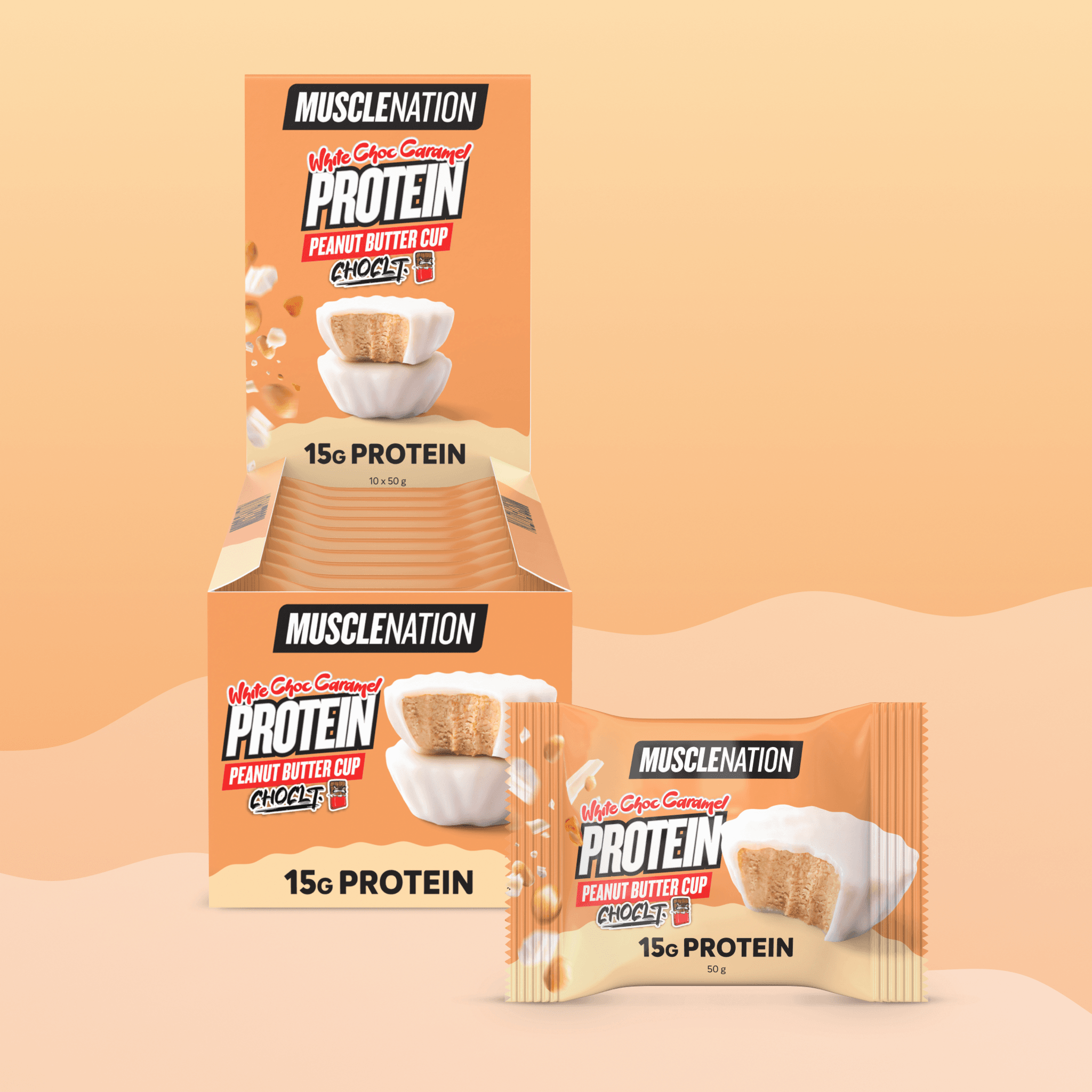PEANUT BUTTER CUP - Choclt White Choc Caramel - Box of 10