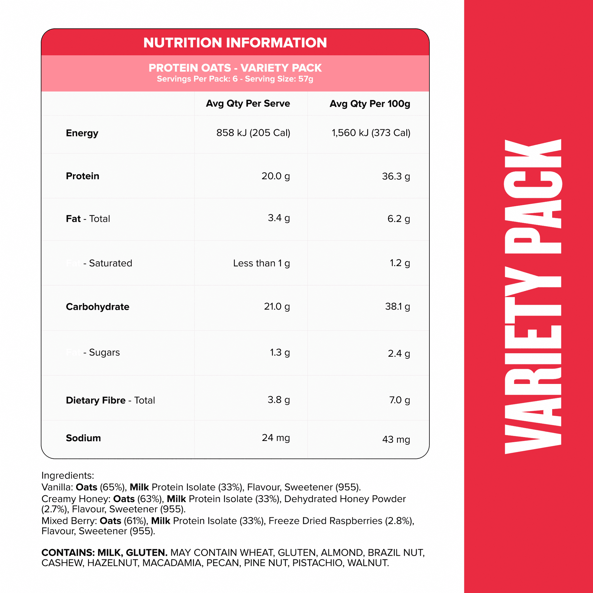 PROTEIN Quick Oats - Variety Packs - 6 Sachets