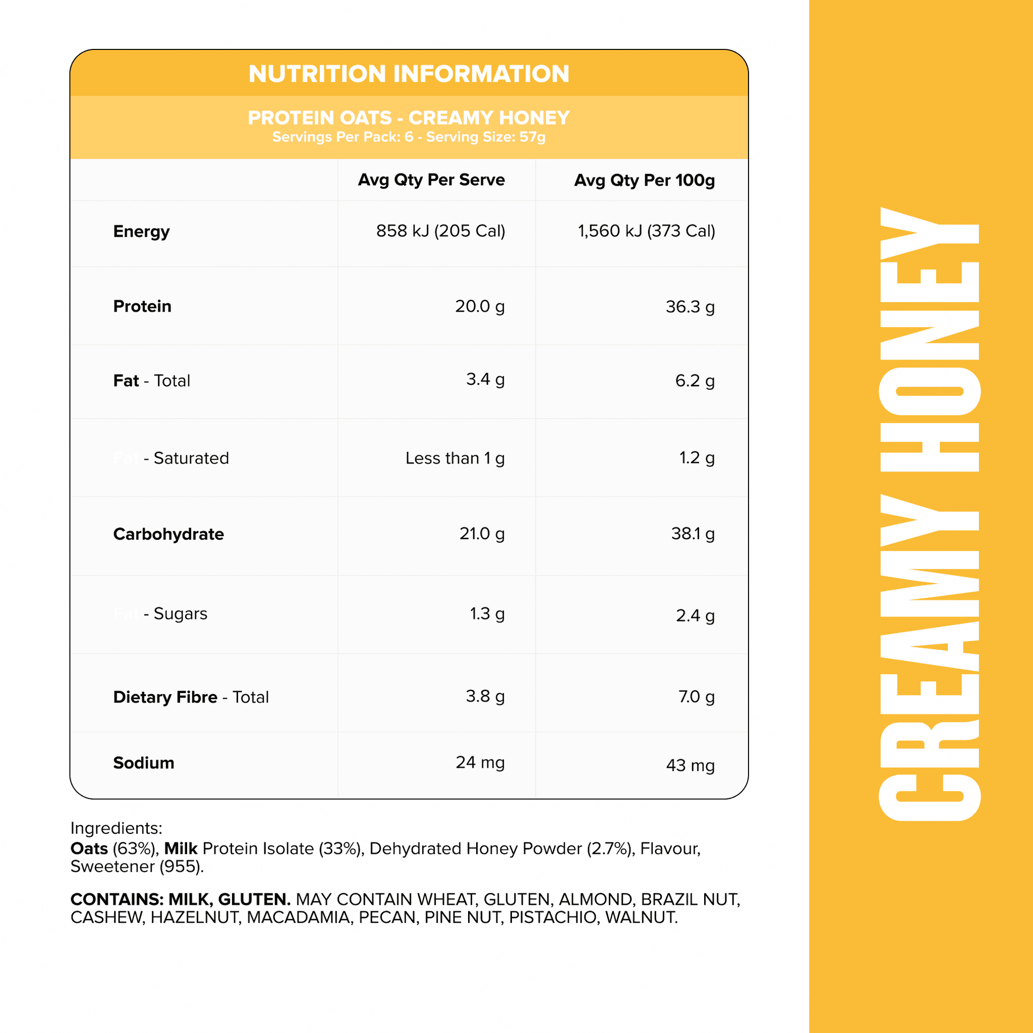PROTEIN Quick Oats - Creamy Honey - 6 Sachets