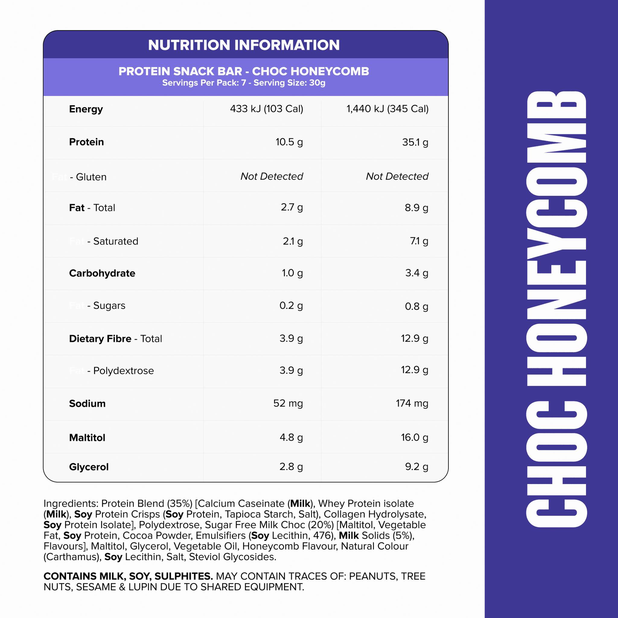 SNACK Protein Bar - Choc Honeycomb 7 Pack