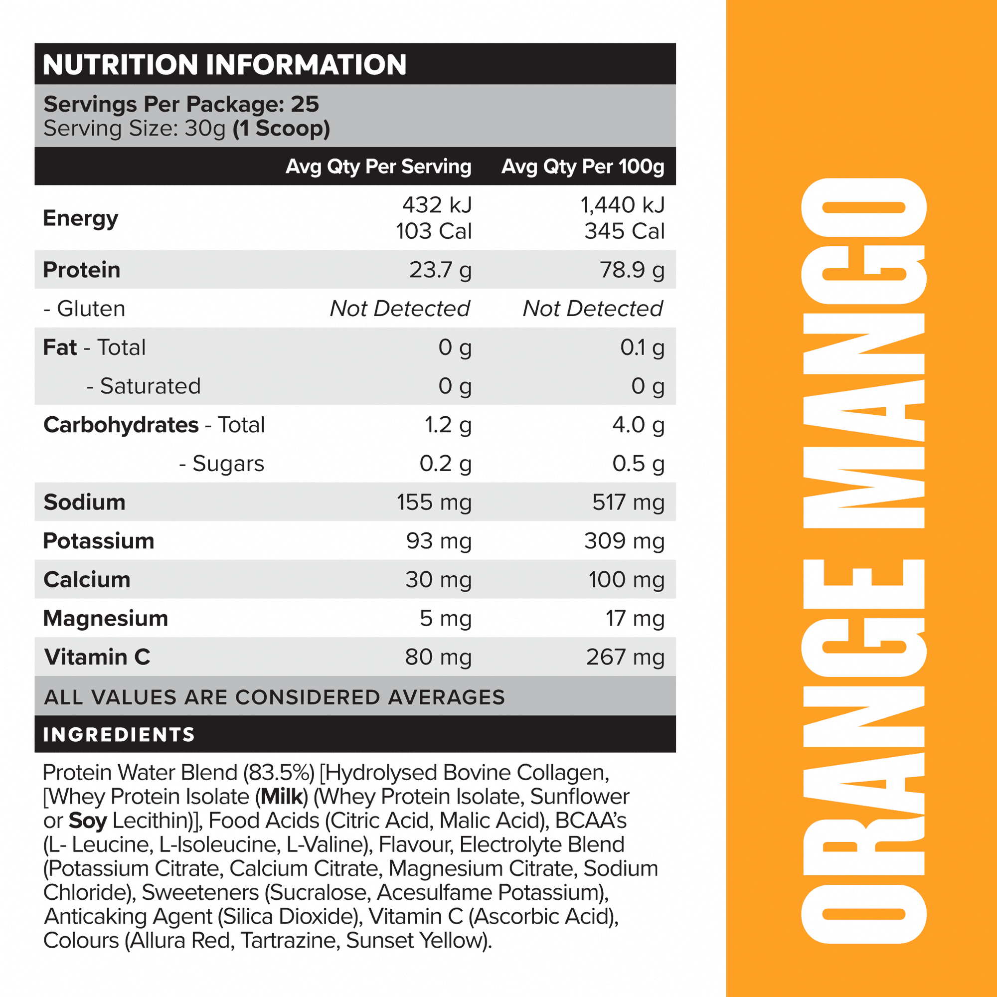 PROTEIN WATER - Orange Mango - 25 serves