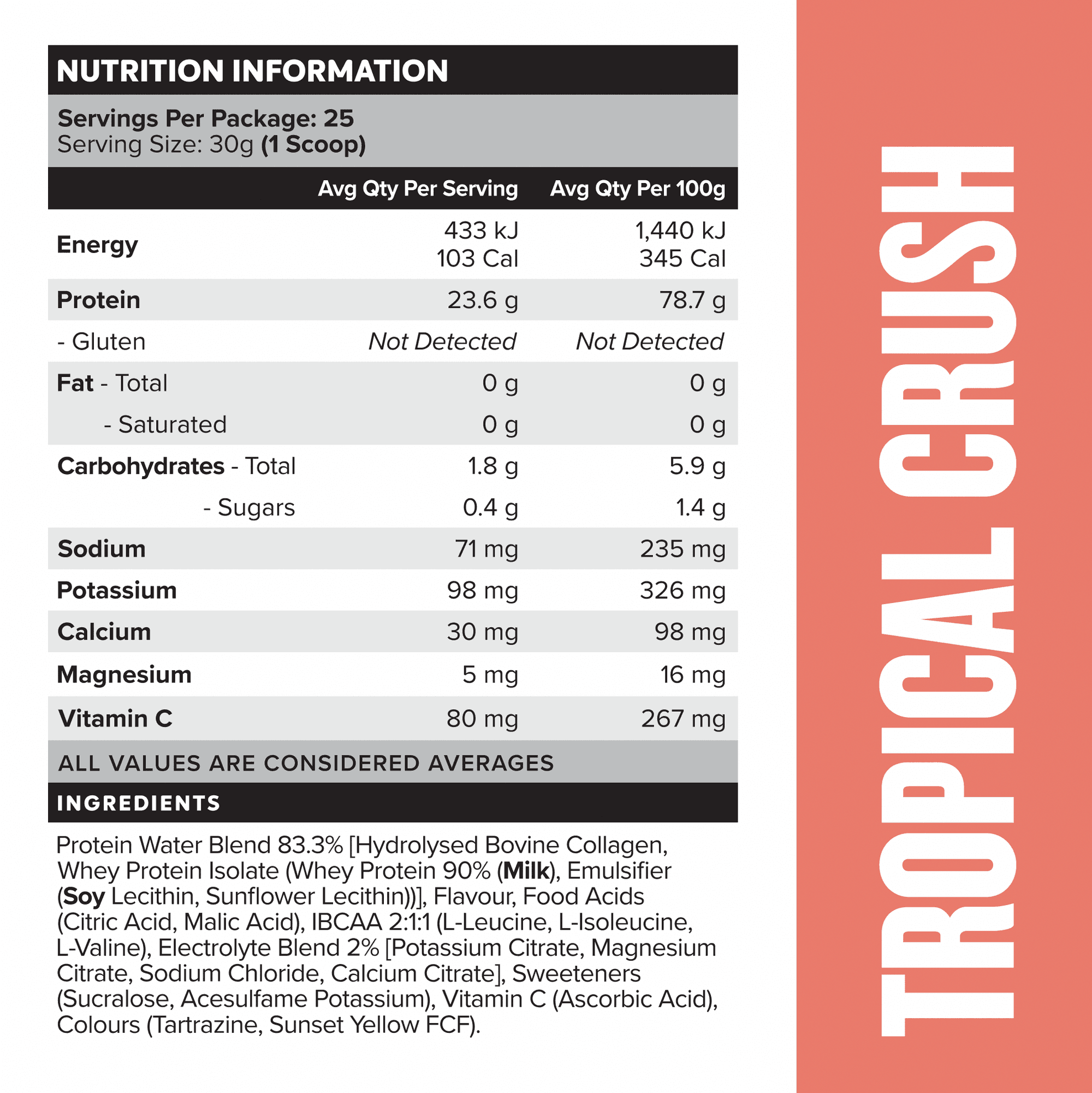 PROTEIN WATER - Tropical Crush - 25 serves