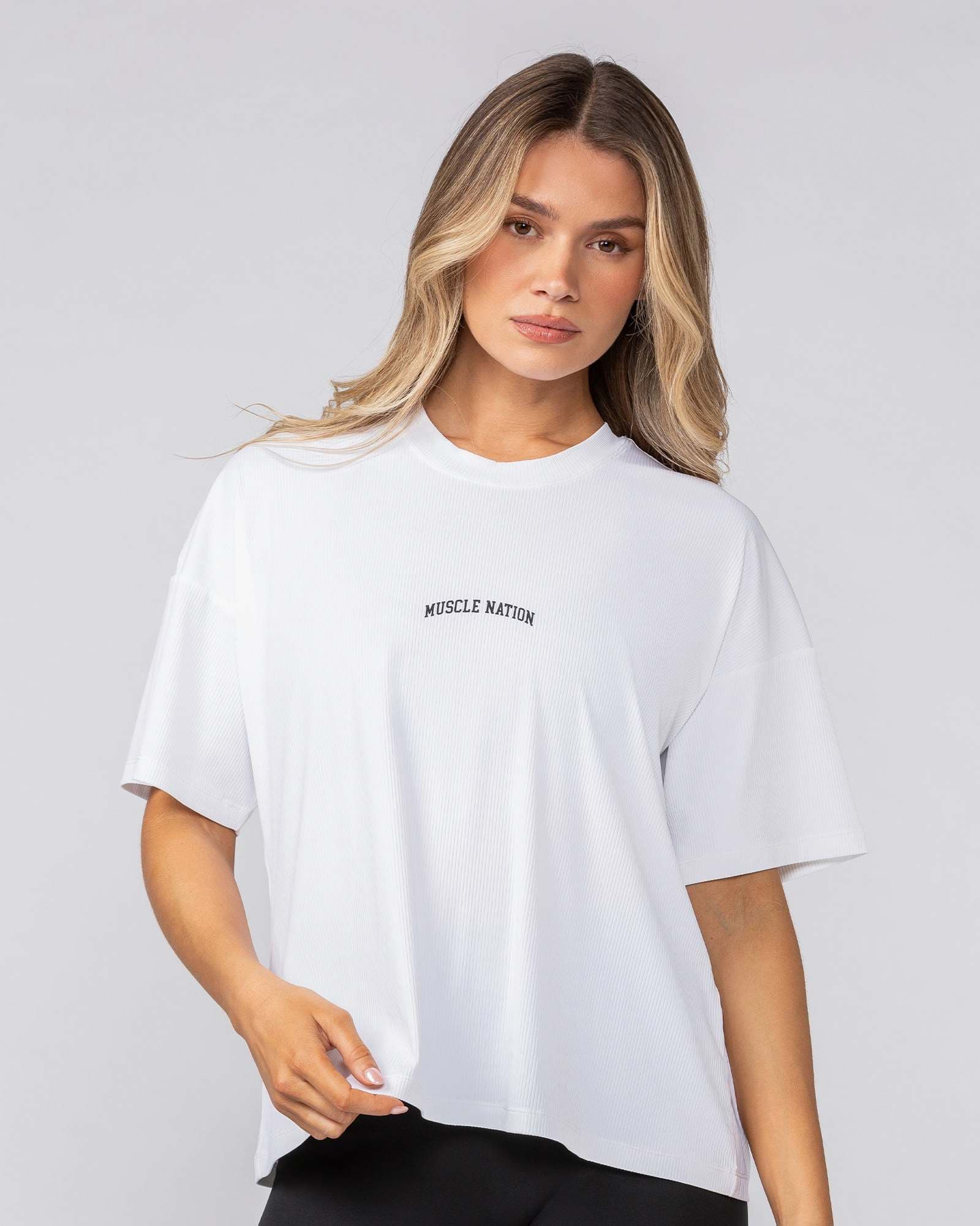 Rib Boxy Training Tee - White