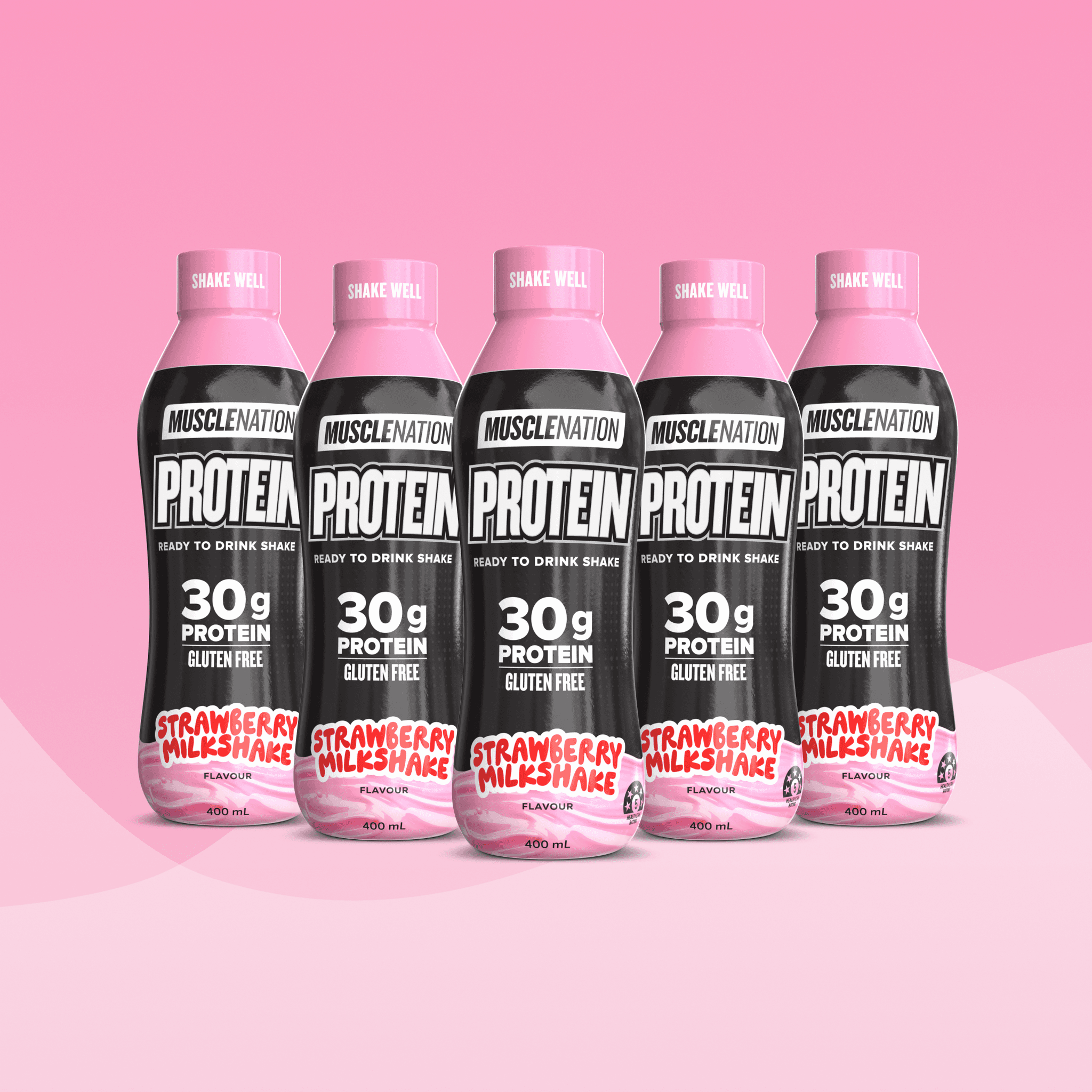 Protein Shake RTD - Strawberry Milkshake 400ml Bottle (6 Pack)